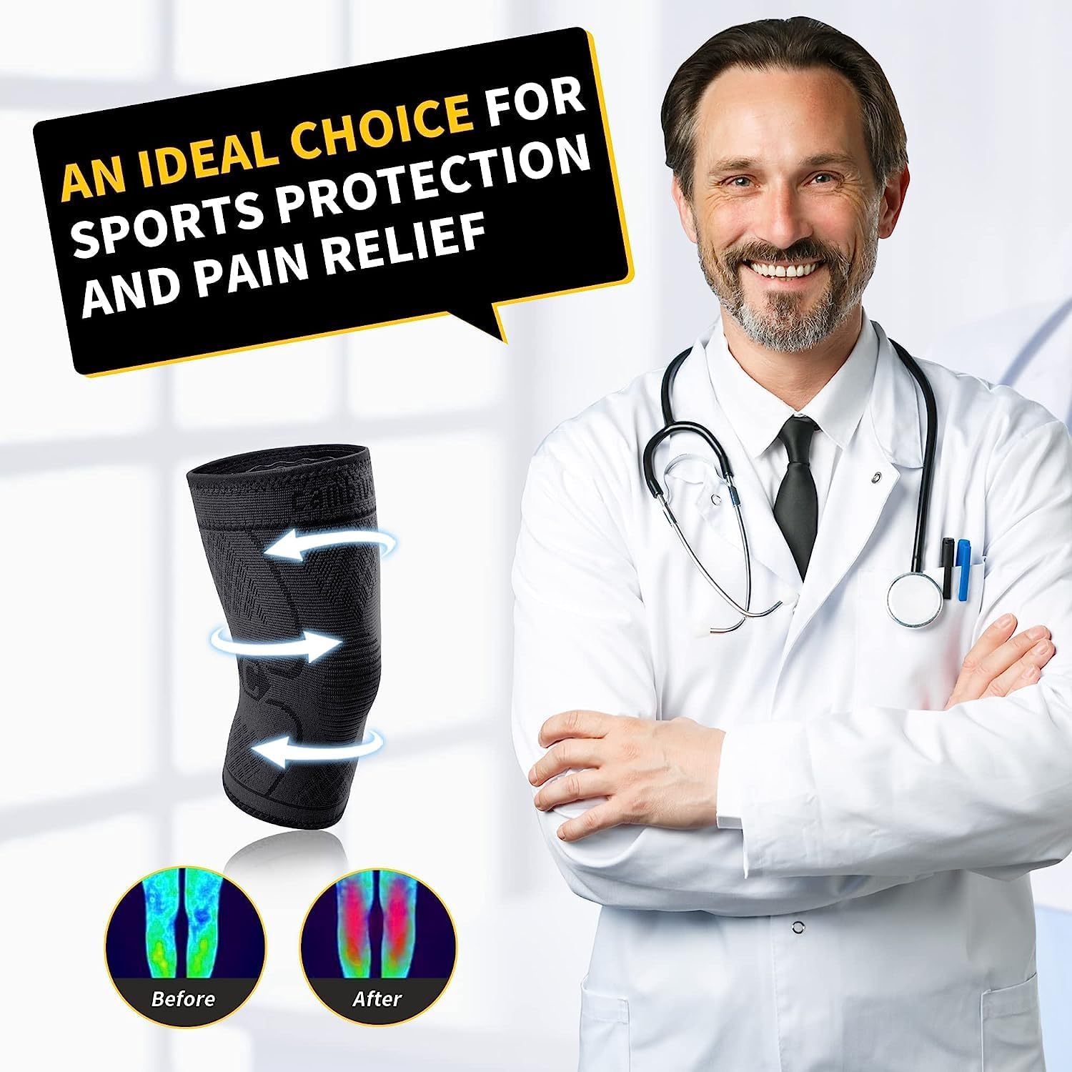 CAMBIVO 2 Pack Knee Braces for Women & Men, Knee Compression Sleeves for Knee Pain Relief, Knee Support with Non-Slip Silicone, Breathable, for Running, Workout, Weightlifting & Daily Use, Arthritis Support (Black, Medium)