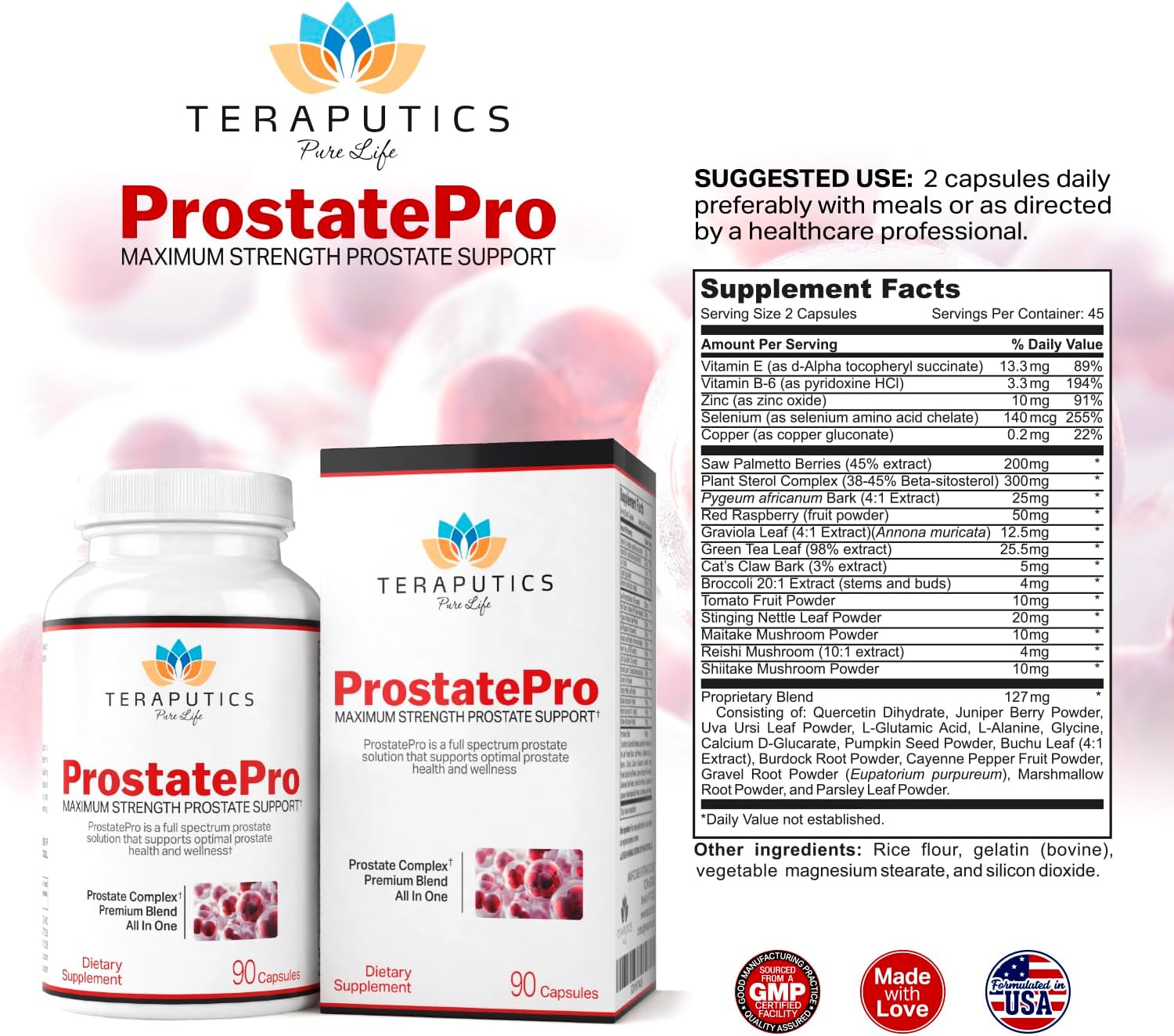 ProstatePro - 33 Herbs Saw Palmetto Prostate Health Supplements For Men | Reduce Urination | Hair Growth w/ DHT Blocker | Beta Sitosterol