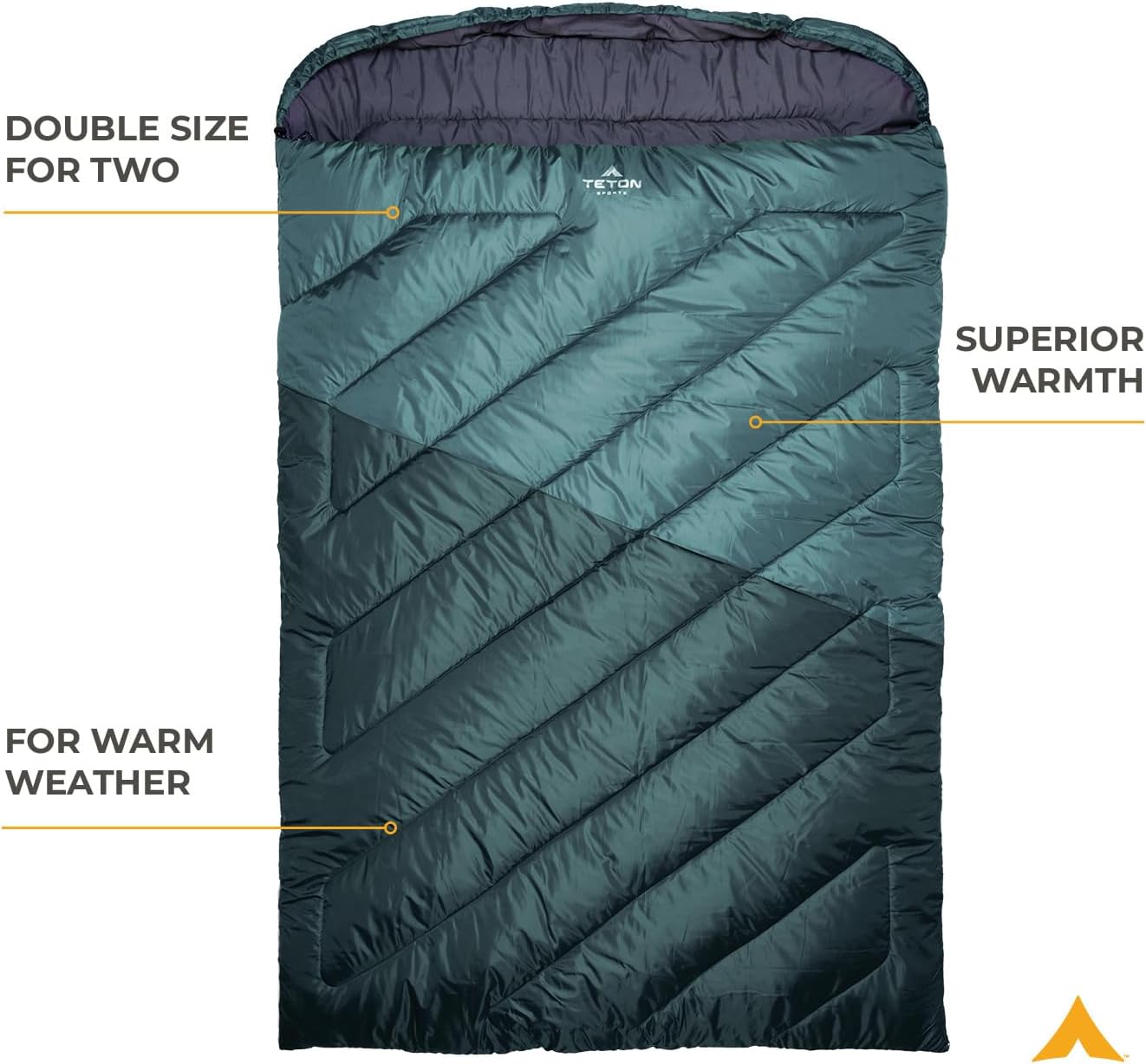 Teton Mammoth Queen Size Double Sleeping Bag- A Warm Bag the Whole Family can Enjoy – Great for Camping, Hunting and Base Camp. Compression Sack Included