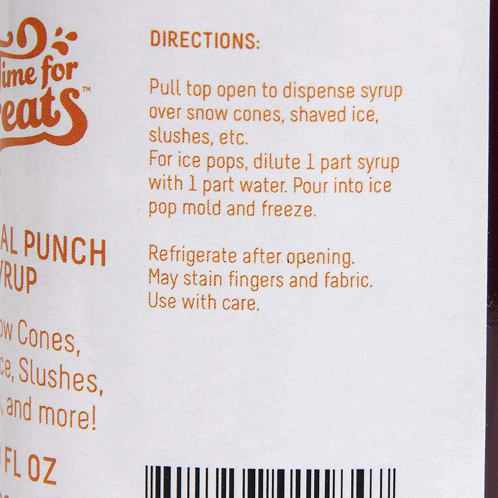 Time For Treats 3-Pack Tropical Punch, Watermelon, Lime Syrup 16.9 Fluid Ounce Per Bottle for Snow Cones, Homemade Sodas, Cocktails, Coffee, Baking and More