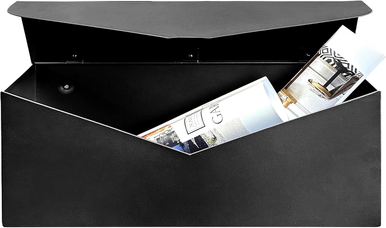 NACH Black Envelope Wall Mount Mailbox, Rust Resistant Metal Mailbox, Black Mailbox Wall Mount, Mailboxes for Outside Wall Mount, Outdoor Mailboxes, Wall Mailbox, 14.1 x 3.5 x 6 Inches, MB-6915BLK