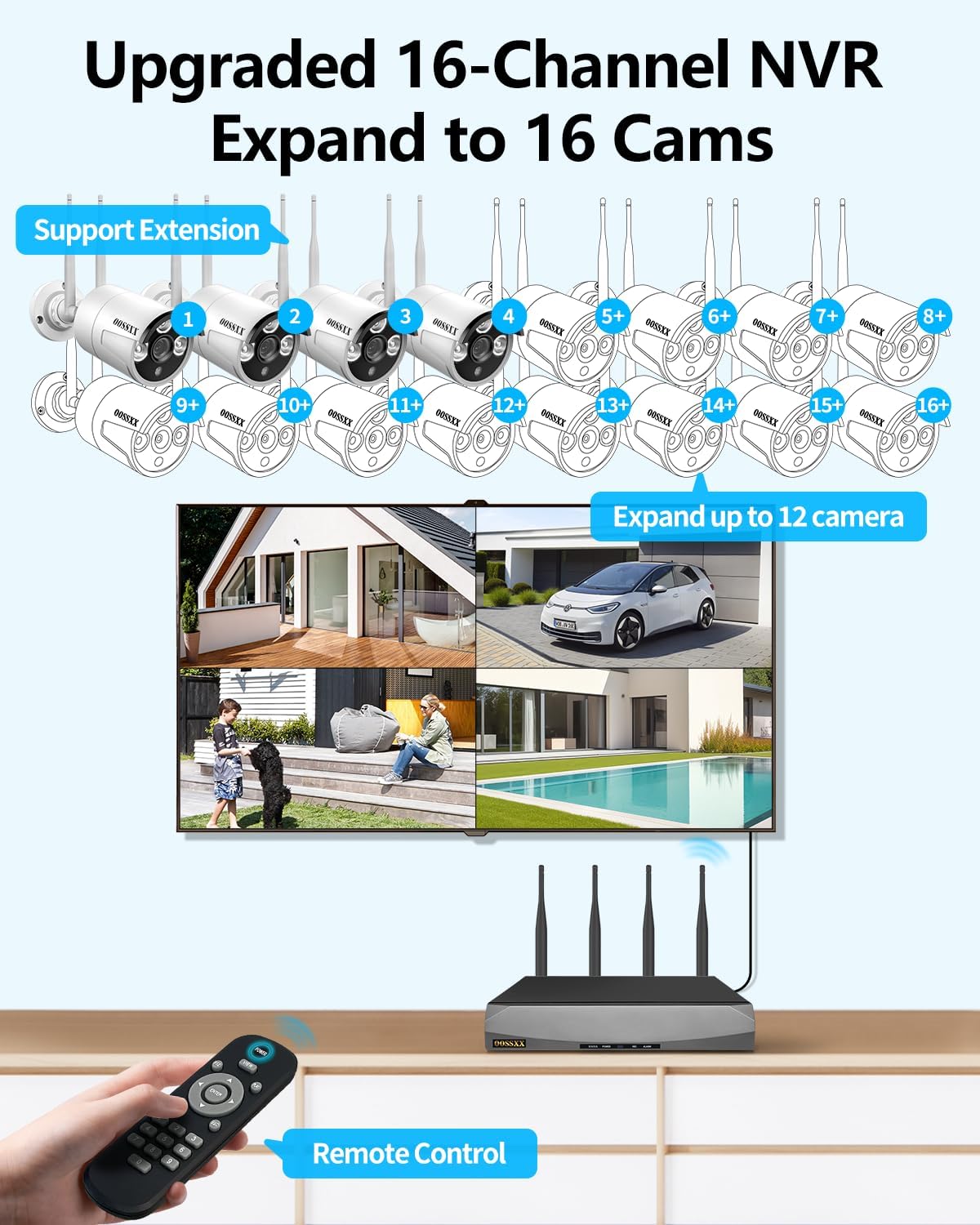 (2026 Update) Wireless WiFi Outdoor Security Camera System, IP67 Waterproof Dual Antenna Cameras, Audio Recording, Night Vision, No Monthly Fee
