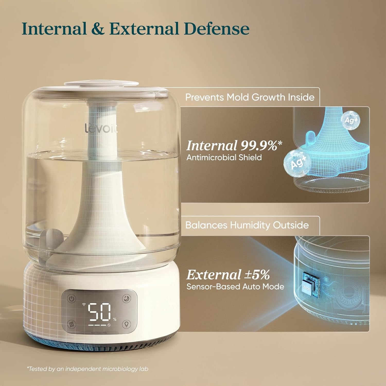 Levoit Humidifiers for Bedroom Large Room, 6L, 60H Runtime, 26dB, Smart App