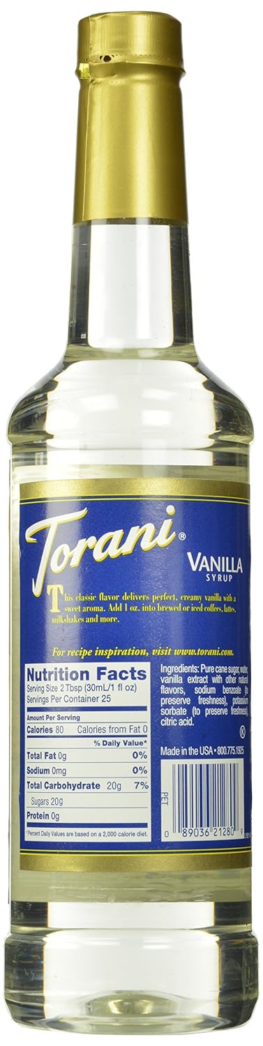 Torani Vanilla Flavored Drink Syrup, 25.4 fl oz, 4 Pack