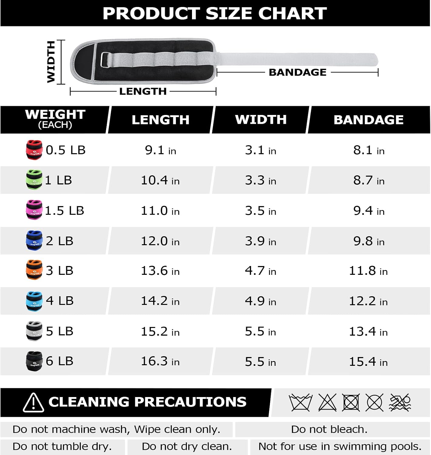 Ankle Weights for Women, Men and Kids - 1/2/3/4/6/8/10/12/15/20 LBS 1 Pair Strength Training Wrist/Leg/Arm Weight with Adjustable Strap for Jogging