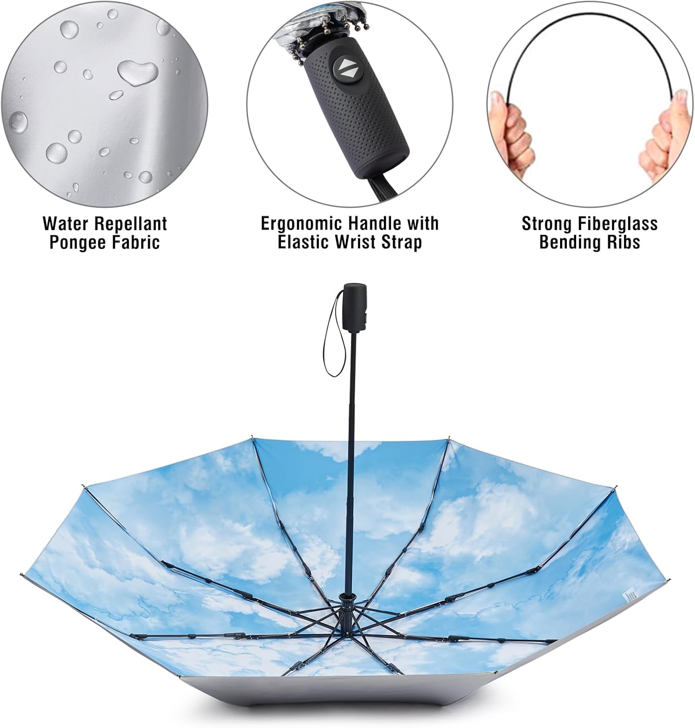 G4Free UPF 50+ UV Protection Travel Umbrella 42/46 Inch Auto Open Close