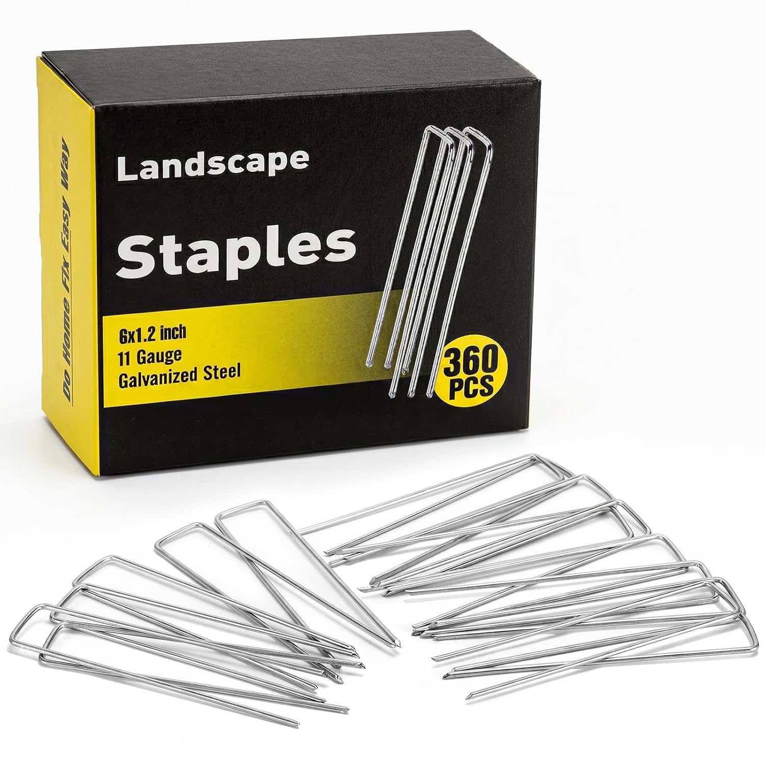 HongWay 240 Pack Landscape Staples 6 Inch, Galvanized Garden Stakes