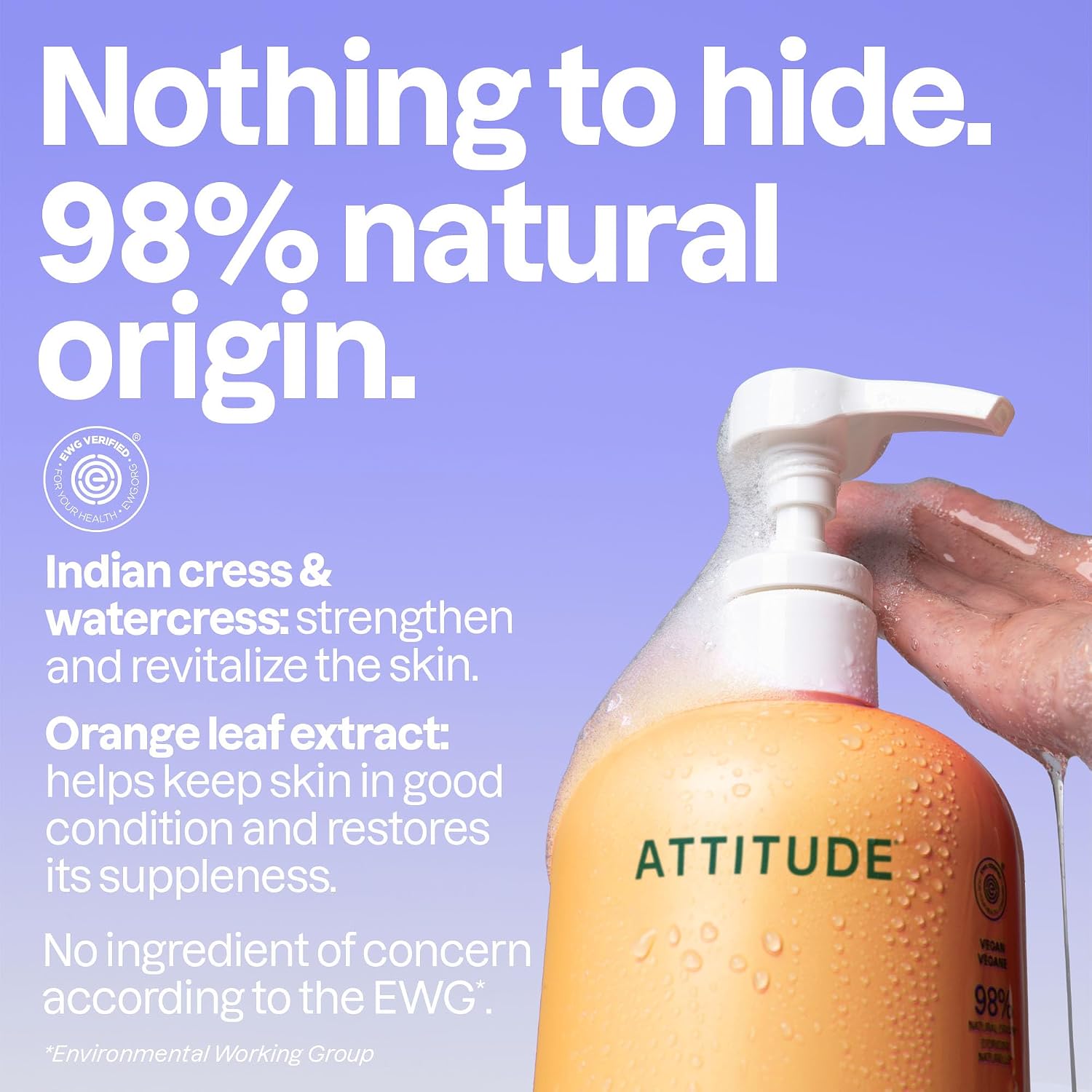ATTITUDE Body Wash, EWG Verified Shower Gel, Dermatologically Tested, Plant and Mineral-Based, Vegan Personal Care Products, Earl Grey & Fresh Cucumber, 16 Fl Oz