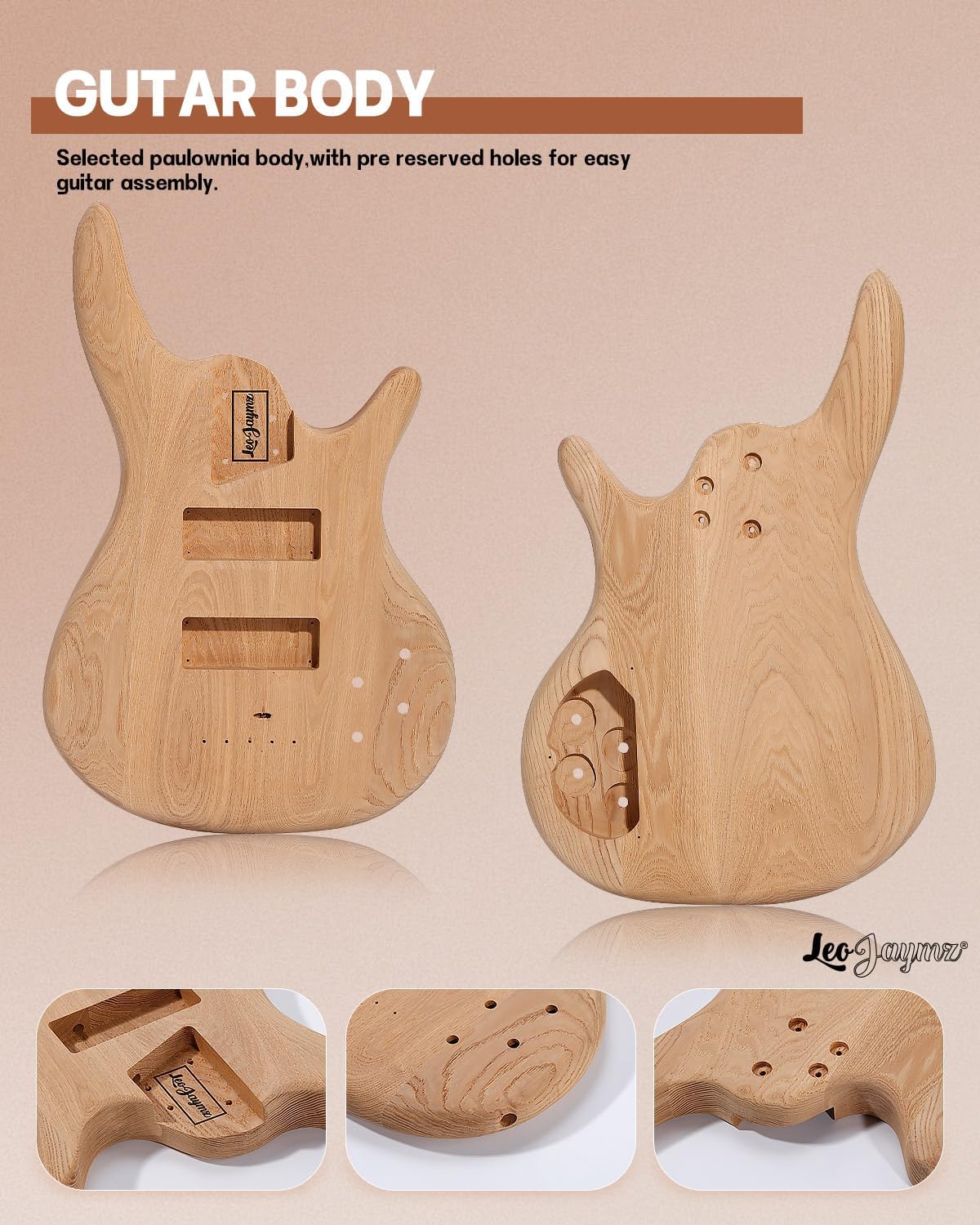 Leo Jaymz DIY Electric Bass Guitar Kit Mahogany Body Maple Neck (AX)