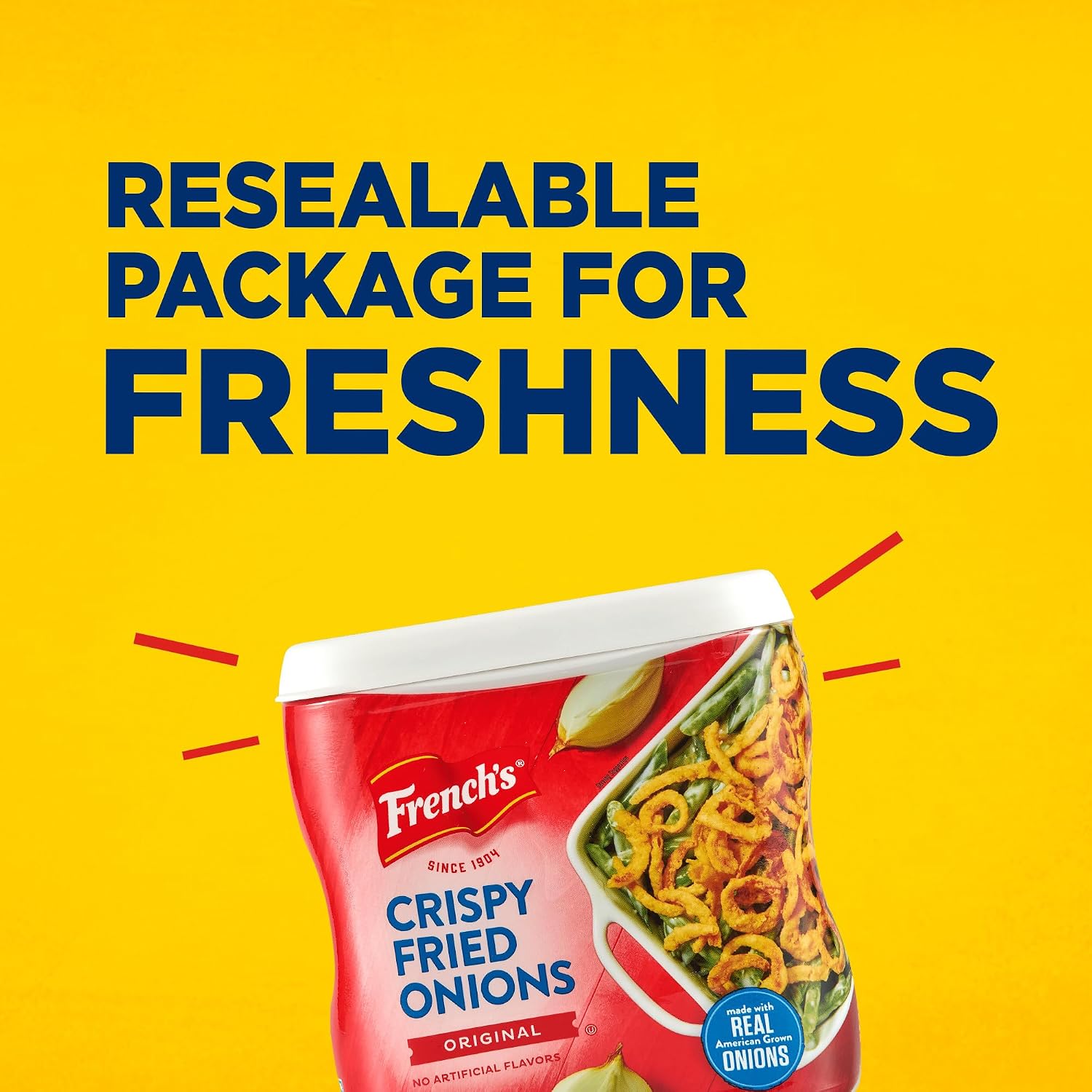 French's Crispy Fried Onions, Original, Made with Real Onions, No Artificial Flavors, Sprinkle on Salads, Potatoes, Chicken, Burgers, Green Bean Casserole, 6 oz