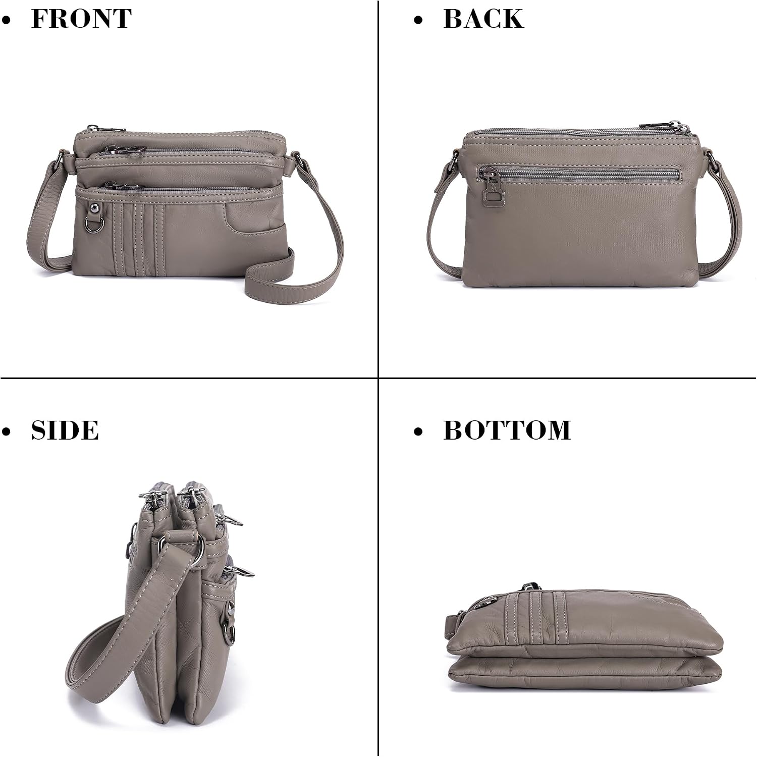 MINICAT Multi Pocket Small Crossbody Purses for Women Everyday Shoulder Bag | Lightweight Organizer, Cross body Bag with Multiple Zipper Pockets, Vegan Leather, Phone Purse for Travel Casual Daily