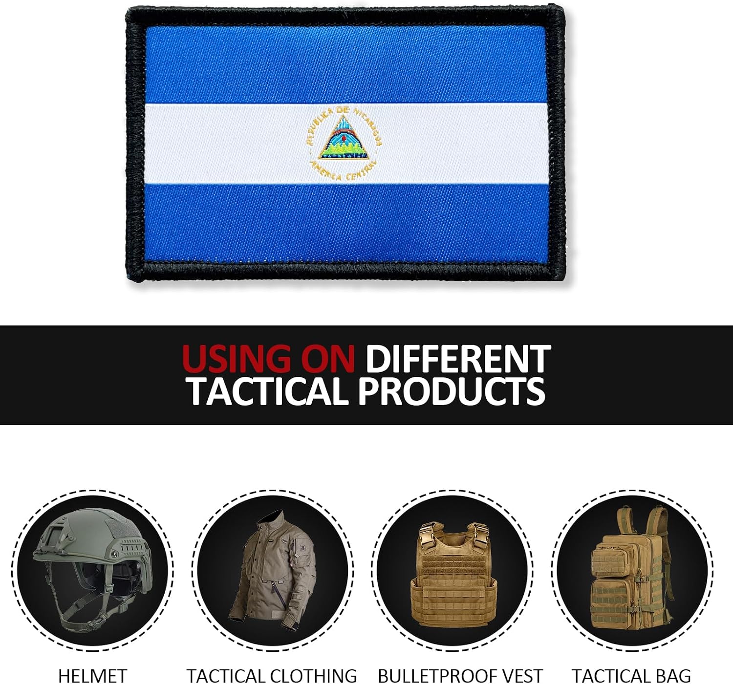 2 Pack Nicaragua Flags Patch Nicaraguans Flag Patches Patriotic Military Team Tactical Patch 3×2 Inch