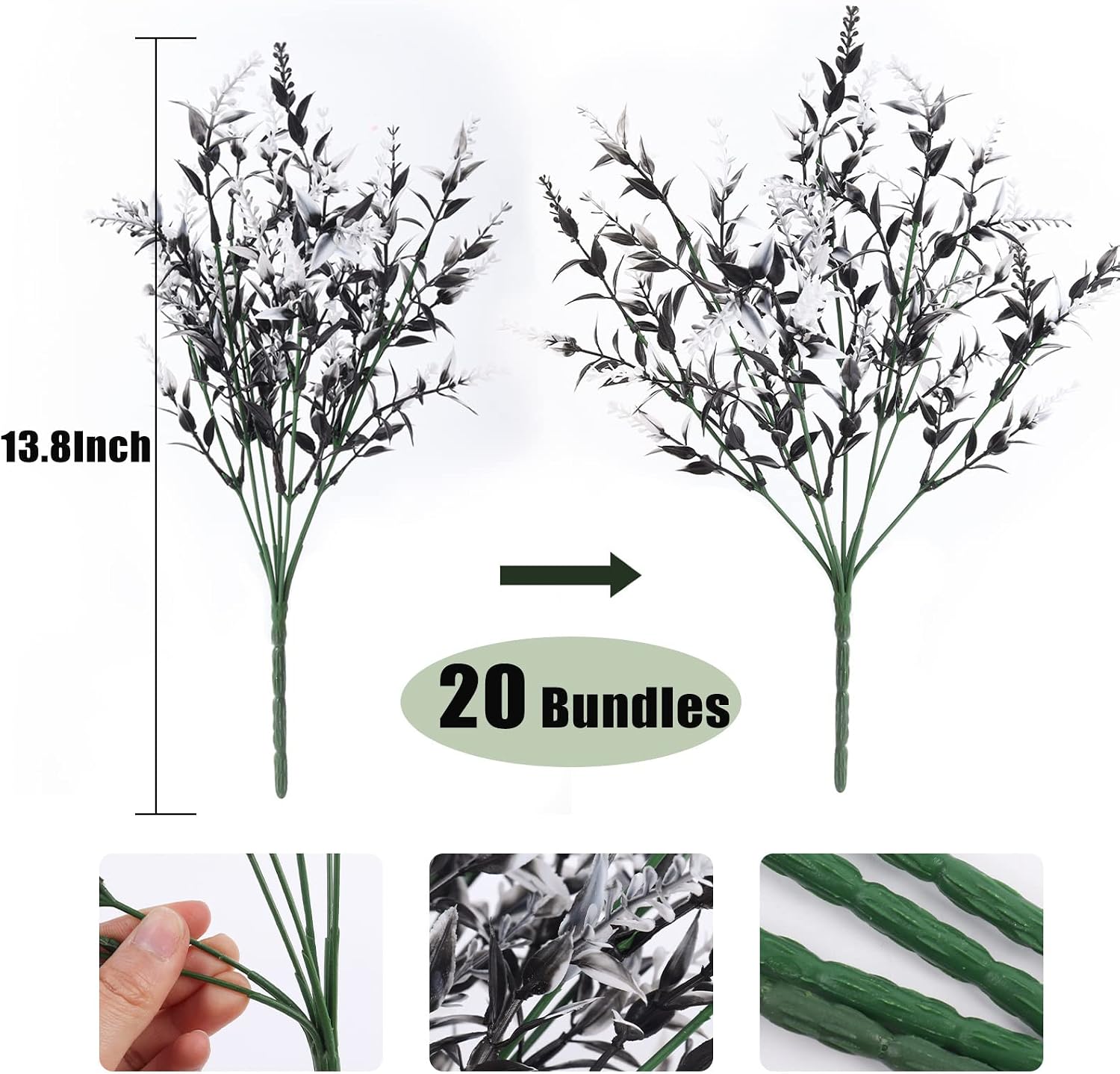 RECUTMS Artificial Greenery Lavender Fake Shrubs Flowers 8 Pcs UV Resistant