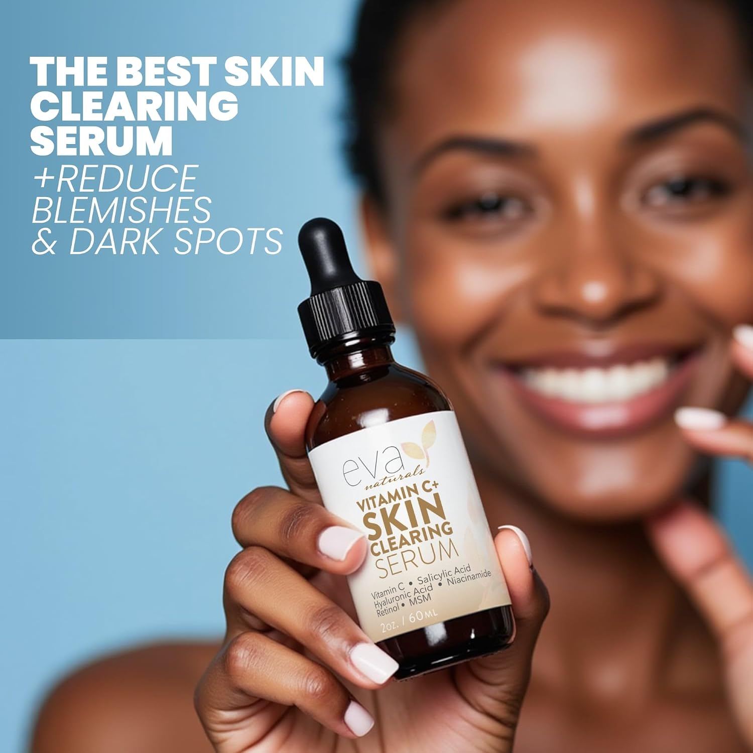 Eva Naturals Vitamin C Serum, Retinol, Niacinamide & Salicylic Acid, 1 oz | Hyaluronic acid, dark spots, brightening, dark spot remover & corrector, anti-aging