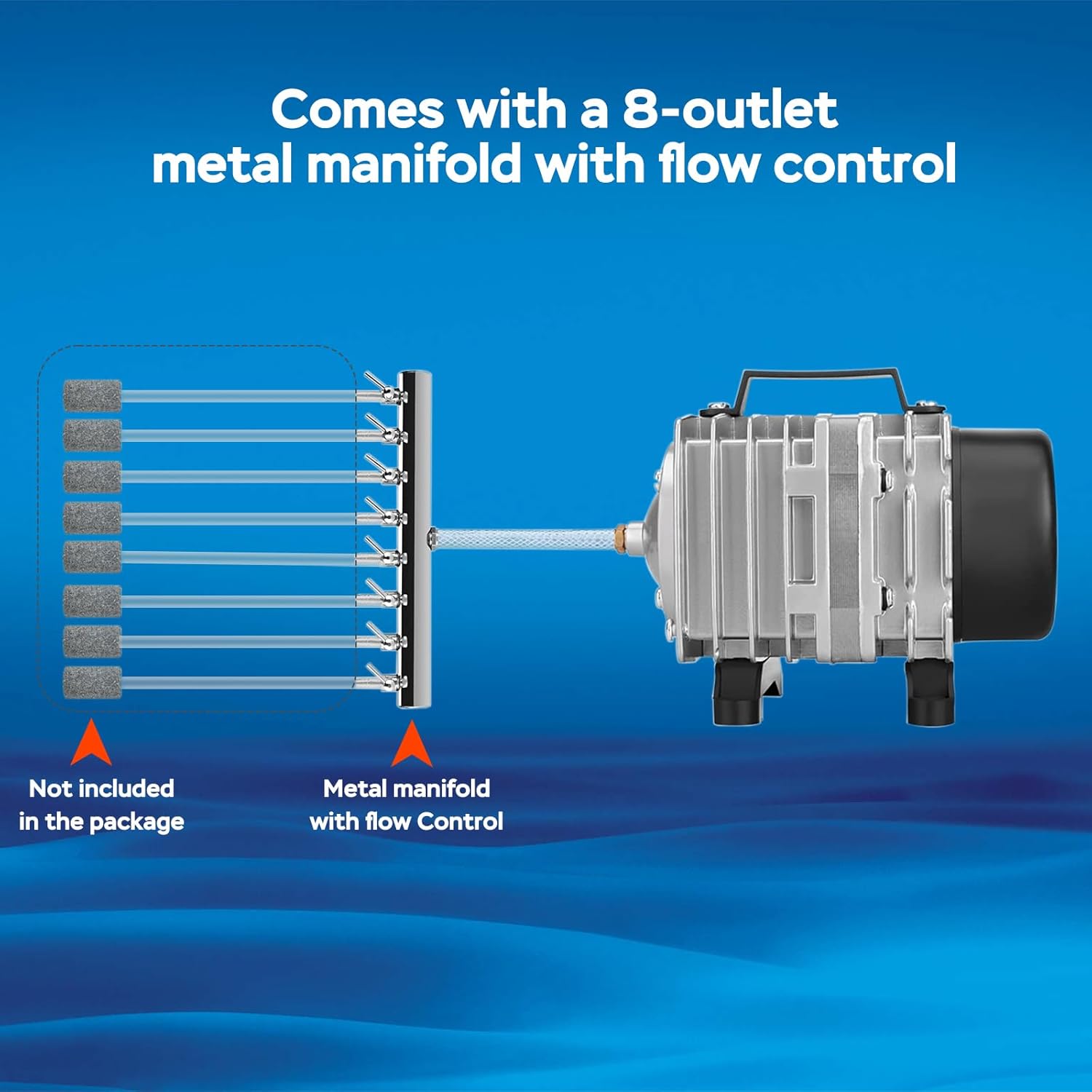 AquaMiracle Aquarium Air Pump Commercial Air Pump with Aluminum Housing, 600/1000/1200/1750GPH Fish Tank Bubbler Pond Aerator for Aquariums, Ponds