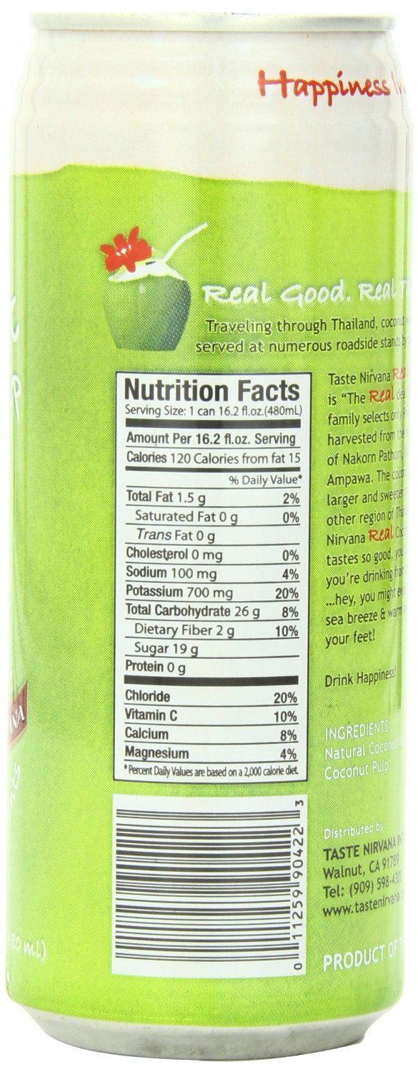 Taste Nirvana Real Coconut Water With Pulp, 16.2-oz, Pack of 24