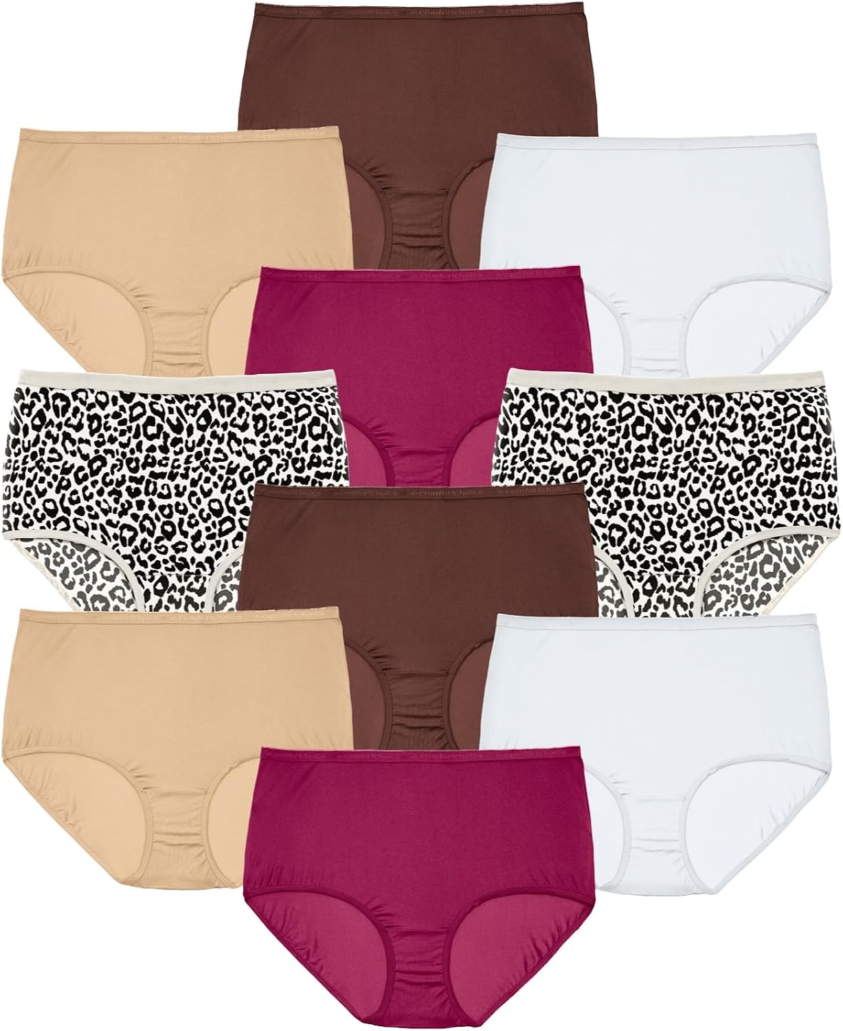 Comfort Choice Plus Size Full Coverage Nylon Brief 10-Pack