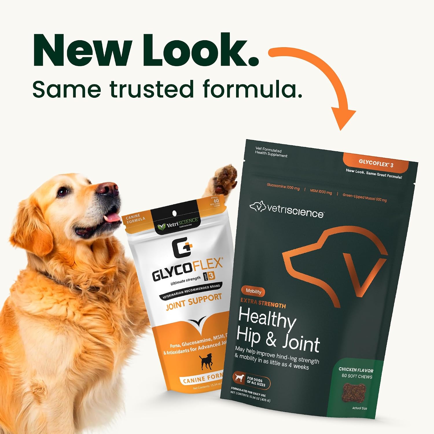 VetriScience Extra Strength Hip & Joint Supplement for Dogs – Supports Joint Health & Mobility, Vet-formulated w/Glucosamine, MSM & Green-Lipped Mussel – Chicken Flavor, 120 Chews
