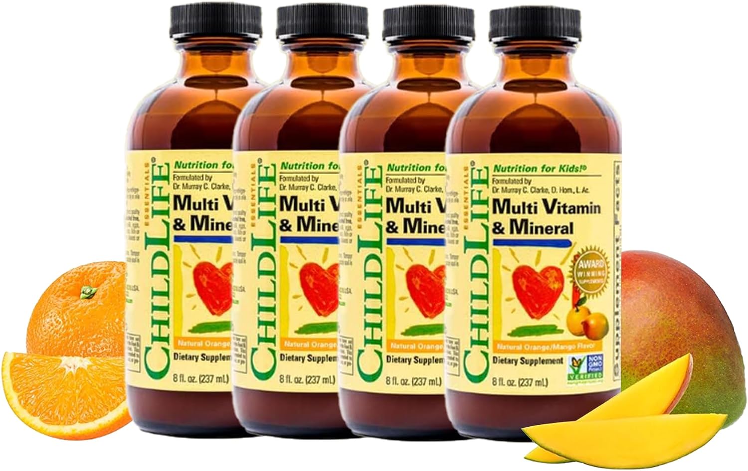 CHILDLIFE ESSENTIALS Kids Multivitamin & Mineral, Mango, 8 Fl Oz (2 Pack) | Vitamins for Kids, Liquid Multivitamin Supplement, Toddler & Baby Wellness, Natural, & Mineral