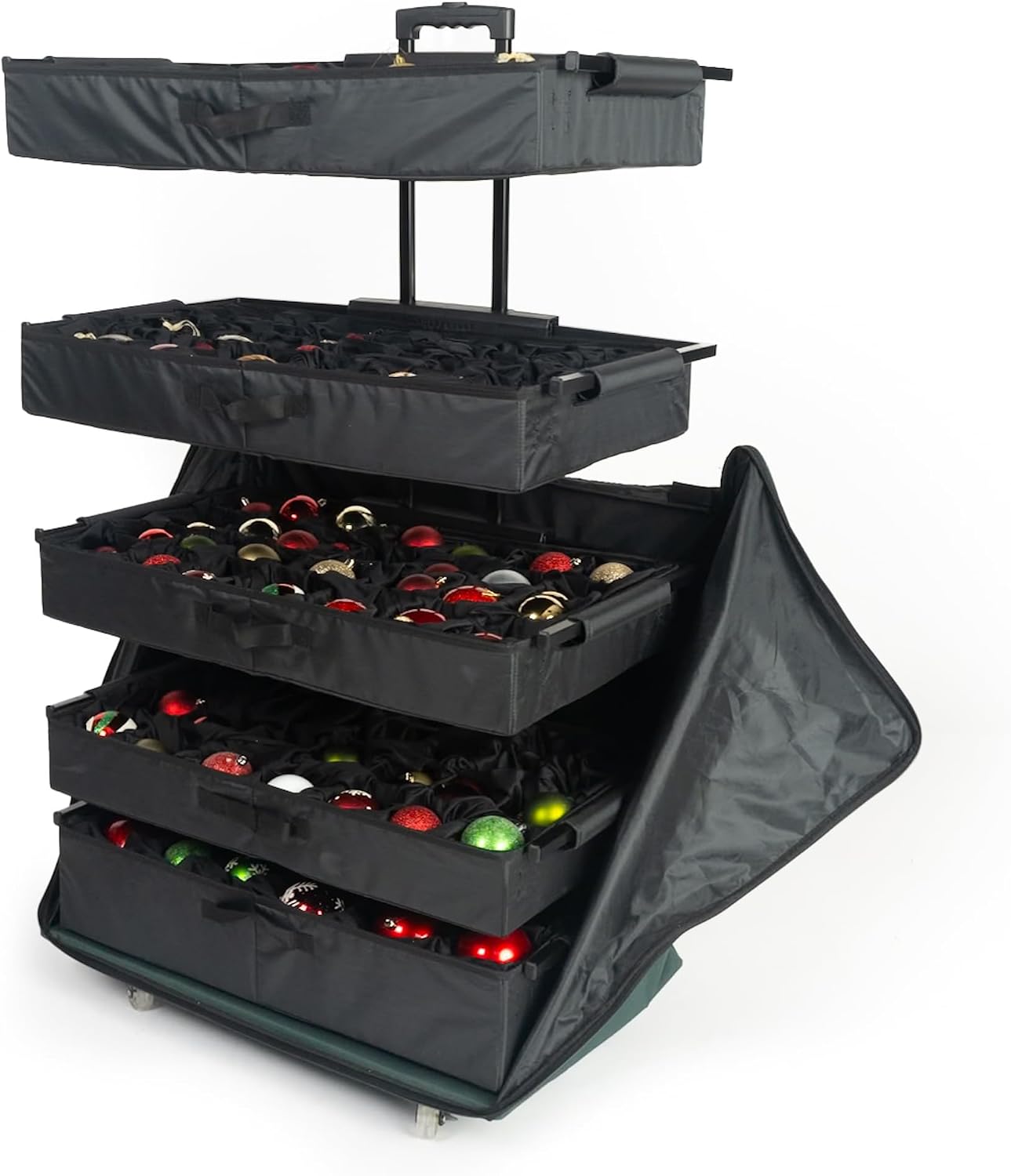 [TreeKeeper Telescoping Christmas Ornament Storage Box with Dividers] - Adjustable Organizer Holds 120 Ornaments up to 4 Inches Tall by Nearly Any Width and Length | 5 Removable Trays with Separators | Ornament Keeper, Holds Ornaments up to 4 Inches Tall…