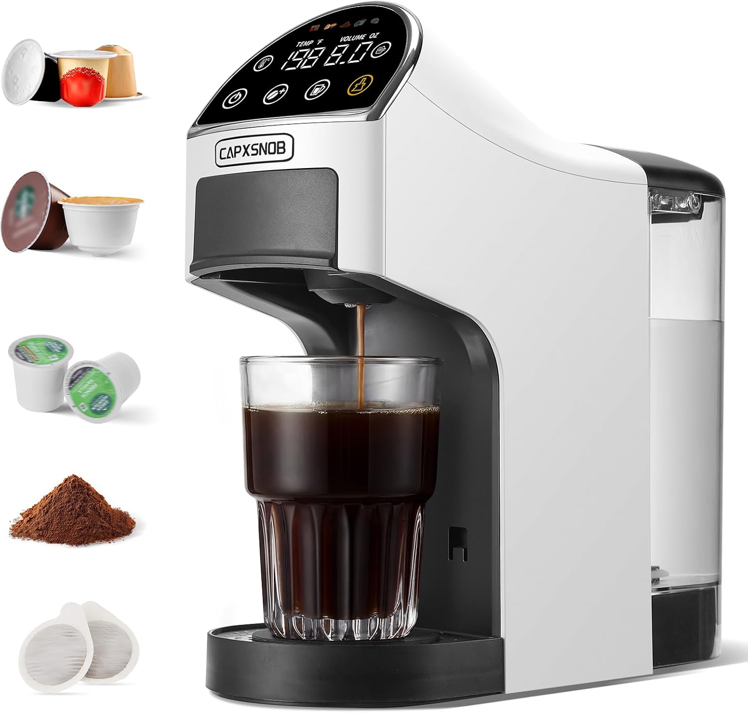 Magician2 5-in-1 Mini Coffee Maker & Machine | 20 Bar, LED Touch, 42oz Tank | Fits K Cup/Nespresso/Dolce Gusto & ESE Pods, Touchscreen & Pods Recognition, Adjustable Temp/Volume, For Kitchen/Office/Dorm