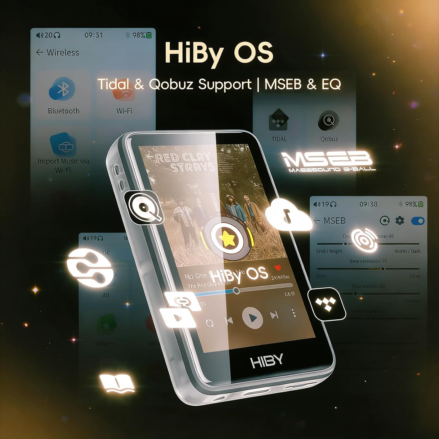 HiBy Music R1 Bluetooth MP3 Player with Touchscreen, Hi-Res Audio & Wireless Dual Certified, Supports Tidal & Qobuz Streaming, LDAC, Expandable Storage up to 2TB, 15-Hour Playtime