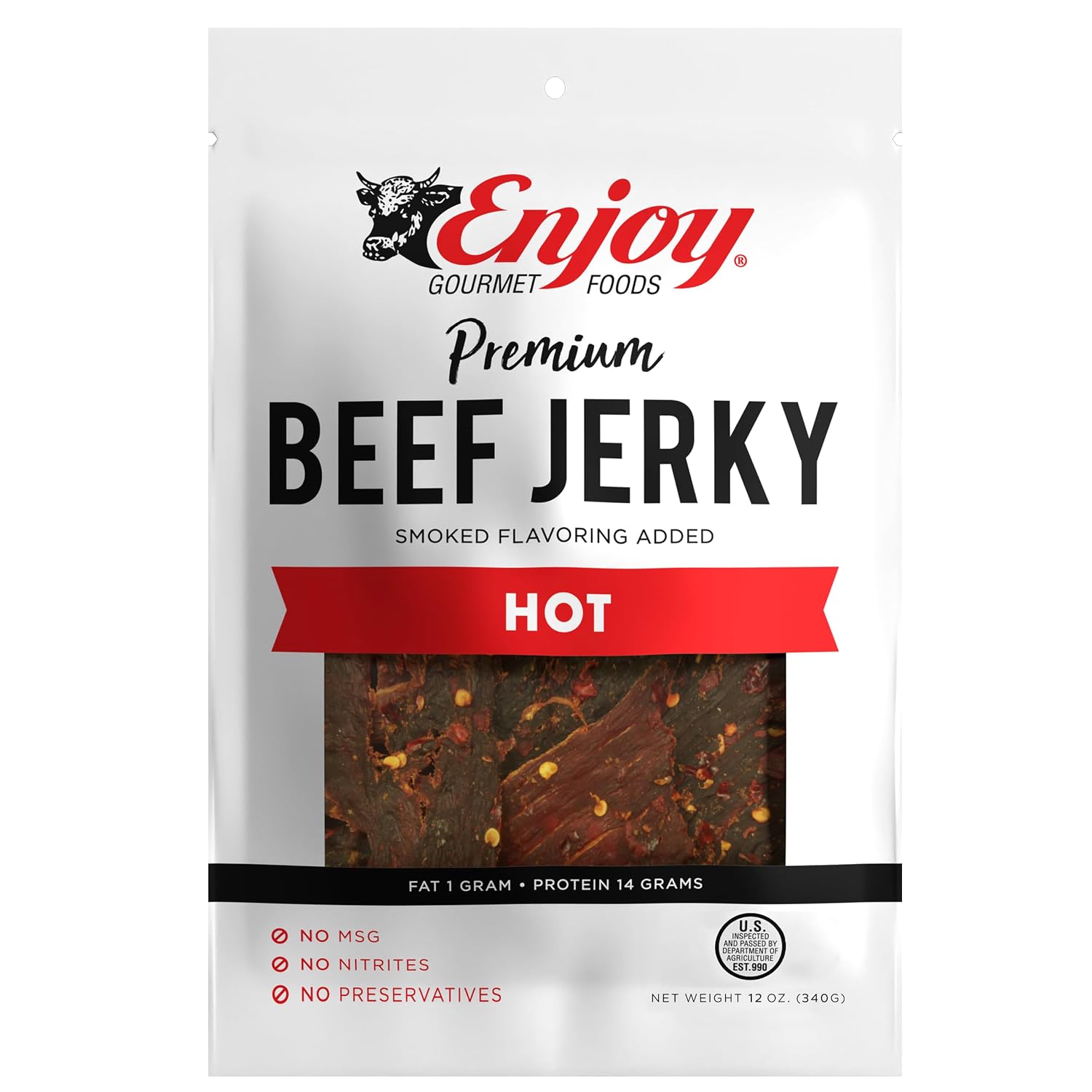 Enjoy Peppered Beef Jerky 8 oz (Pack of 1) | High Protein | No Nitrites