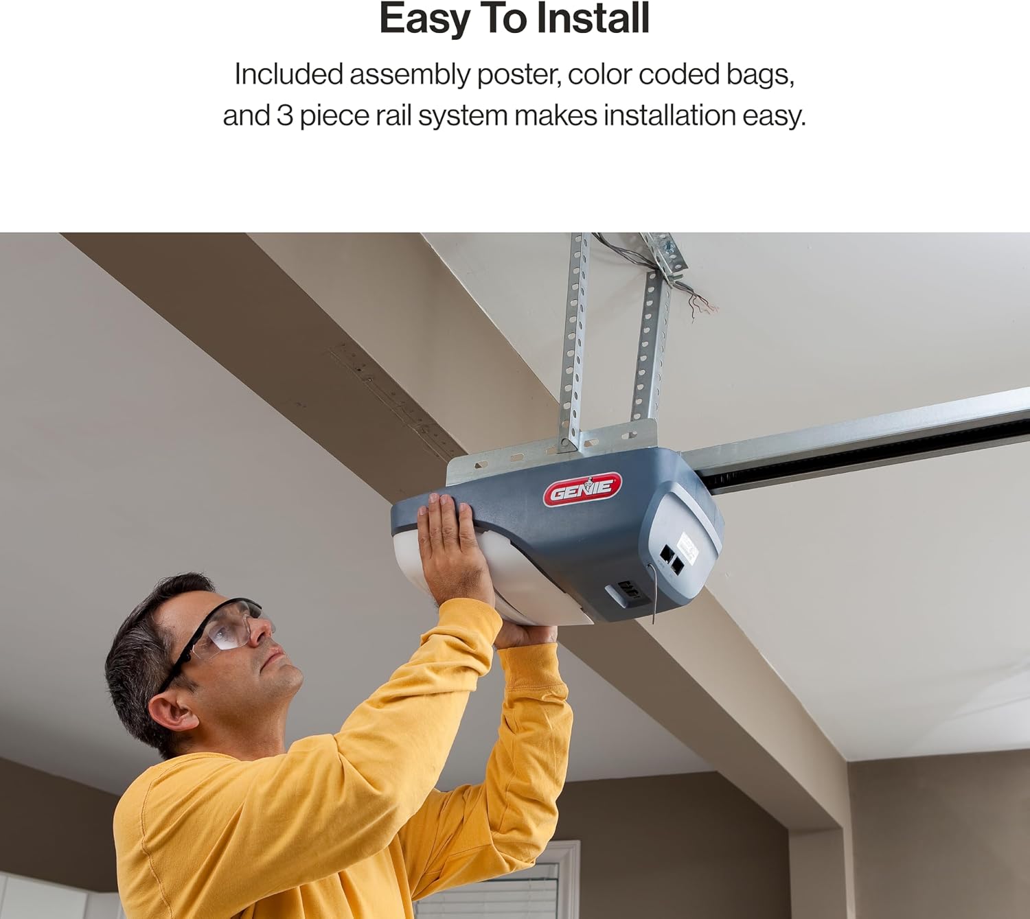 Genie ChainMax 1000 Garage Door Opener - Durable Chain Drive - Includes two 3-Button Pre-Programmed Remotes,Wall Console, Wireless Keypad, Safe-T-Beams - Model 3022-TKH, 140V DC Motor,Gray | 140V DC Motor, Chain C-Channel Rail, 2 Remotes, Wall Console, W…