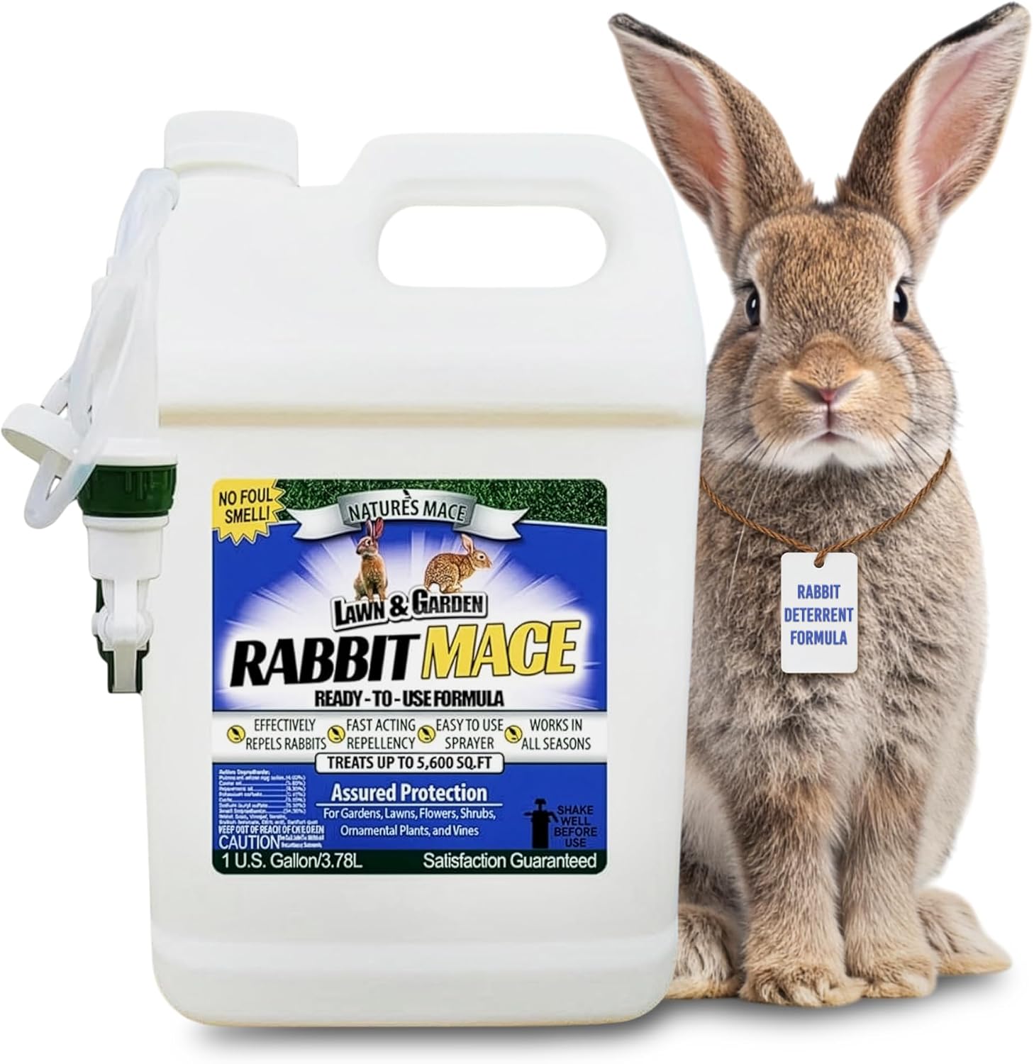 Nature's MACE Rabbit Mace Rabbit Repellent Spray & Concentrate Kit | Outdoor Rabbit Repellent, Covers 29,400 Sq Ft, Mint Scent, Safe Around Pets, People & Plants.