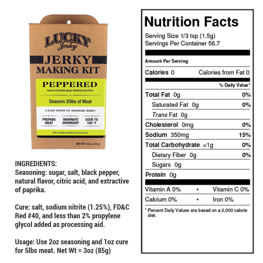 Lucky Jerky Ultimate Savory DIY Beef Jerky Seasoning and Cure Kit, 12 Oz | Make Your Own with Original, BBQ, Teriyaki, and Sweet & Spicy, Seasons 5 lbs per Flavor, 20 lbs Total