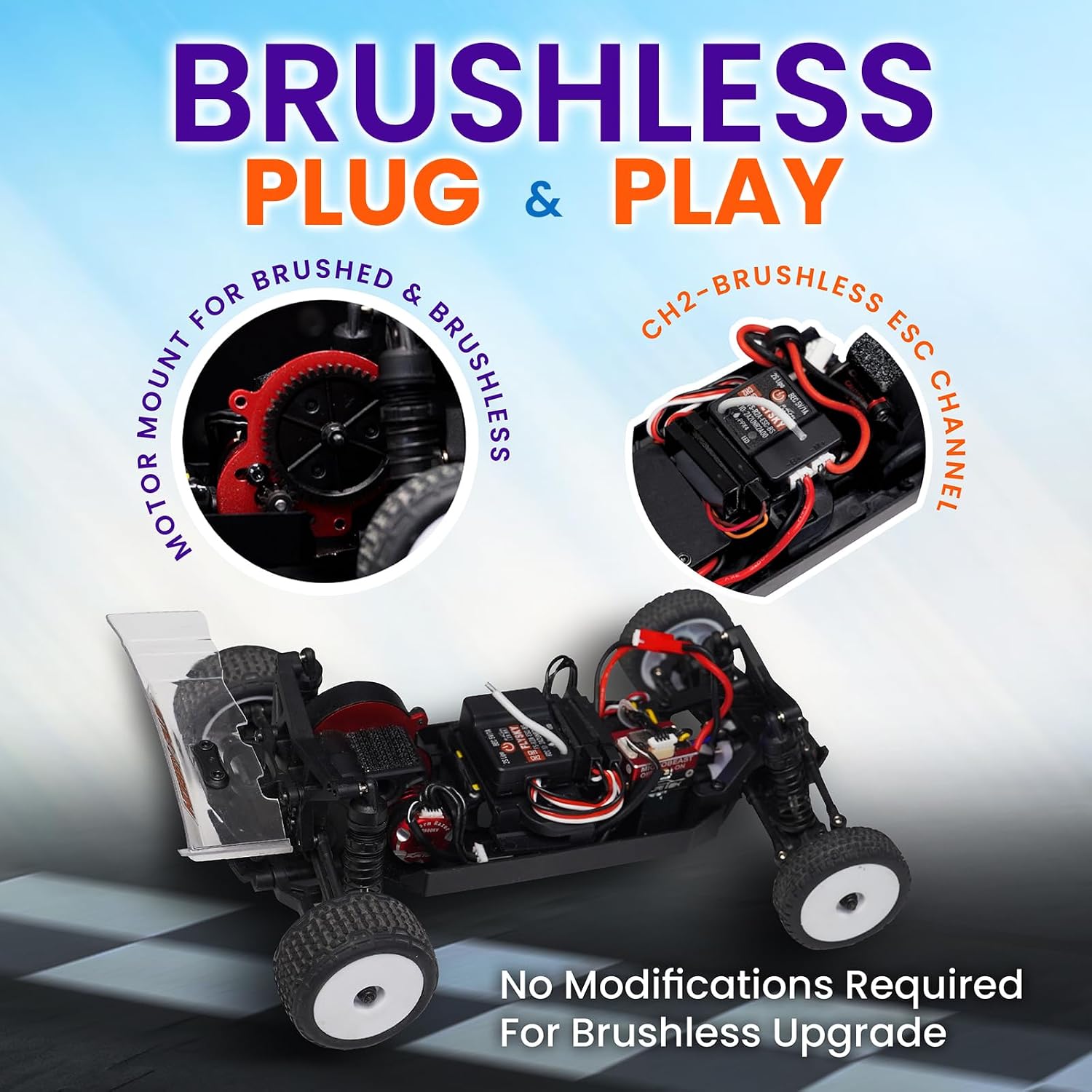 HOBBYPLUS Speck B Elite Brushless 1/24 2WD Mini RC Car - RTR RC Buggy, Fast Mini Racing Buggy – Remote Control Car Racing Vehicles (Razor Magenta)