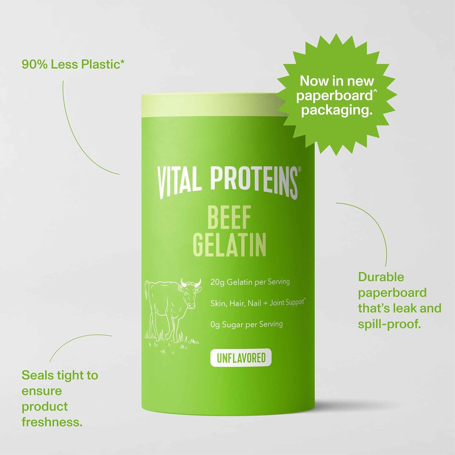 Vital Proteins Beef Gelatin Powder - Grass-Fed 16.4 oz | Grass-Fed Beef Gelatin, Supports Culinary & Baking Applications, Unflavored, 23 Servings