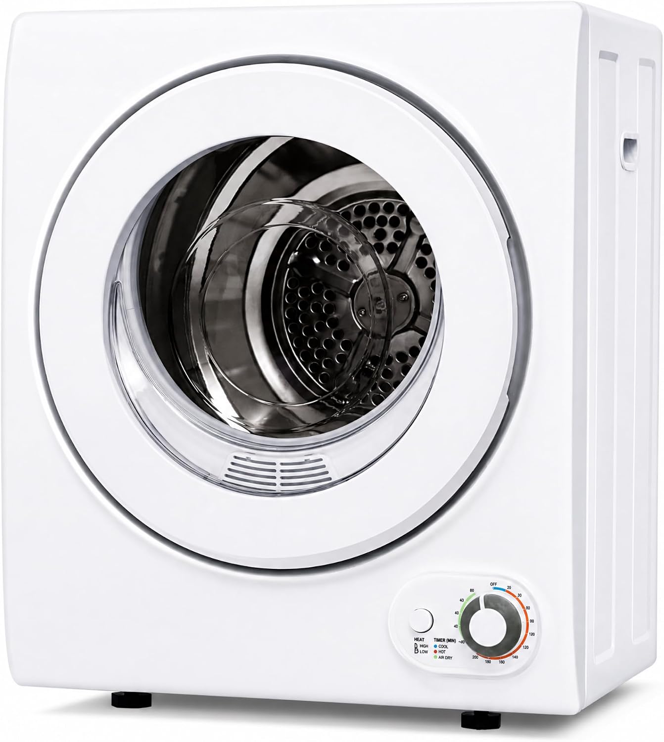 Euhomy Compact Laundry Dryer, 3.5 cu ft Front Load Stainless Steel Clothes Dryers With Exhaust Pipe, 1500W