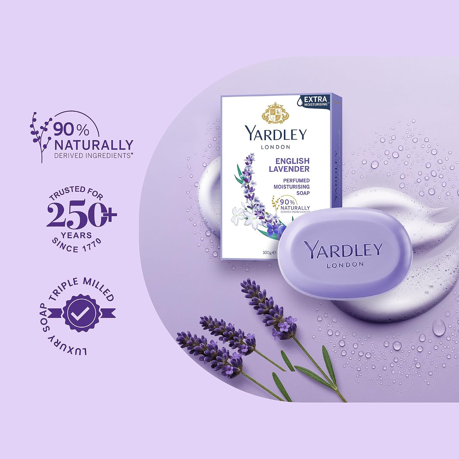 Yardley Oatmeal and Almond Bar Soap, 4.25 Ounce, Set of 3
