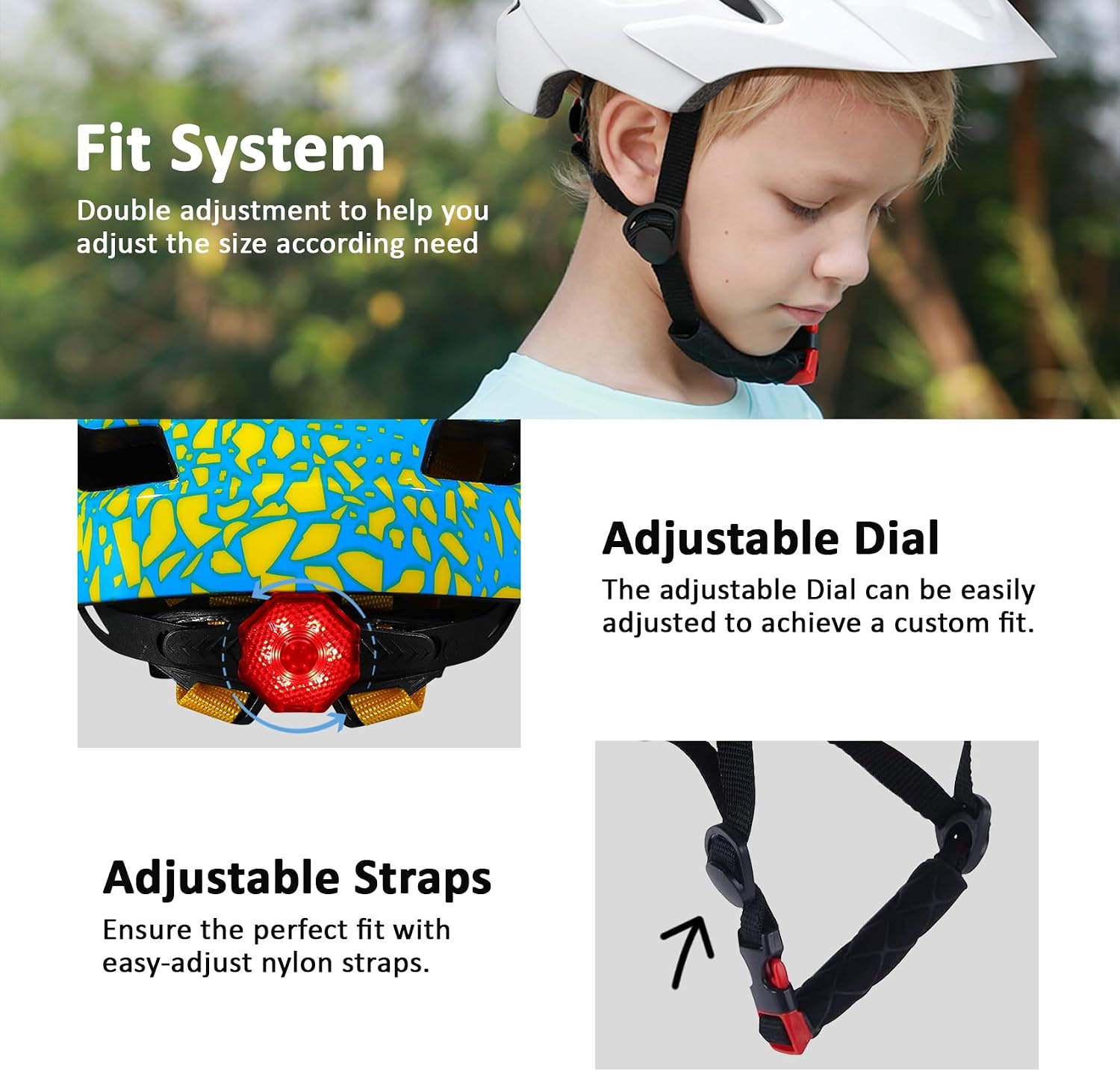 Kids Bike Helmet, Toddler Youth Helmet for Boys Girls, Ages 3-5, 5-8, 8-14