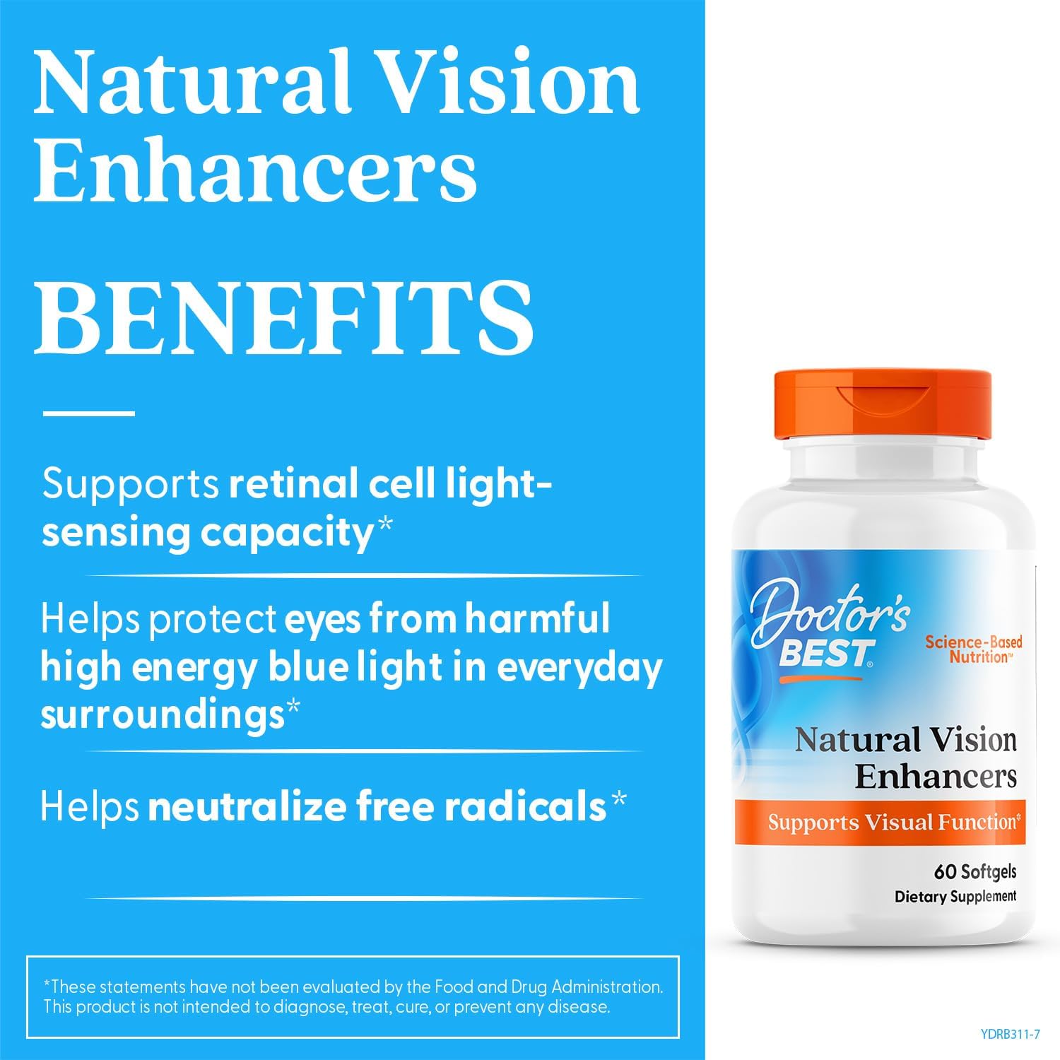 Doctor's Best Natural Vision Enhancers for Men & Women - Lutein and Zeaxanthin Supplement with Fish Oil, Eye Health Support Supplement for Adults