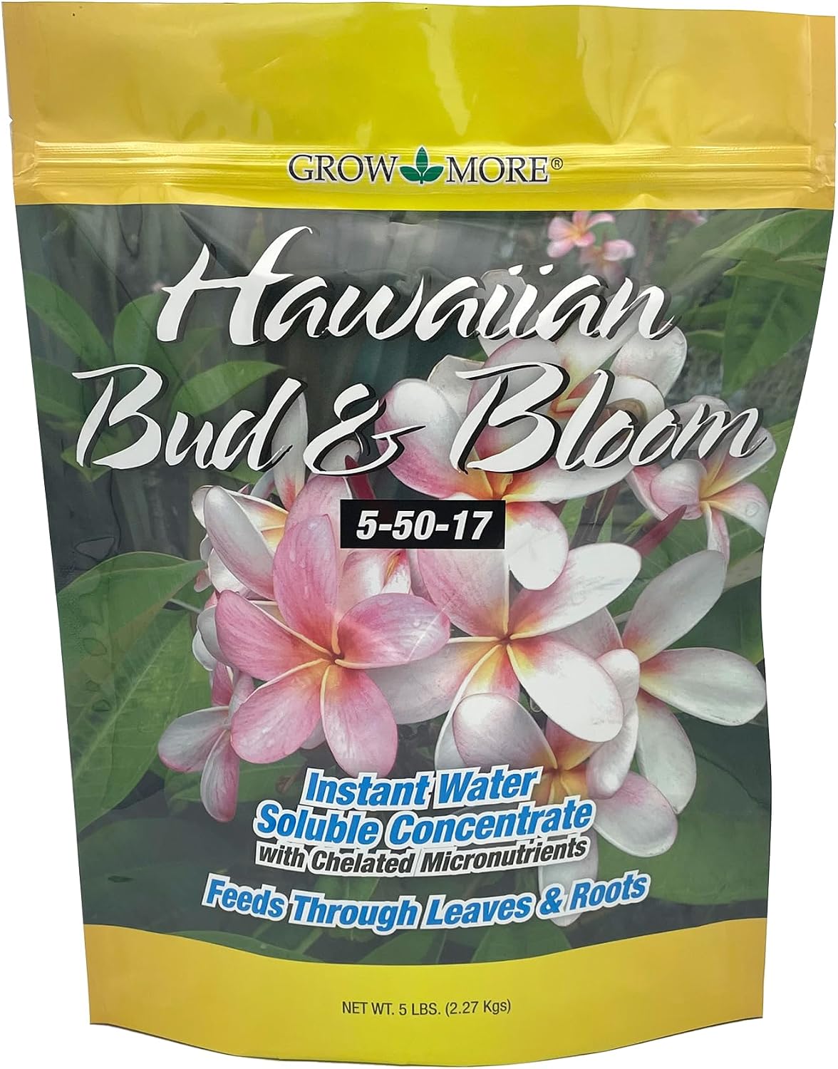 Grow More Urea-Free Hawaiian Bud and Bloom 5-50-17 Fertilizer - 1.5lbs of Water Soluble Bloom Booster Fertilizer for Flowers - High Phosphorus Flower Food for Enhanced Bud Formation & Vigorous Blooms