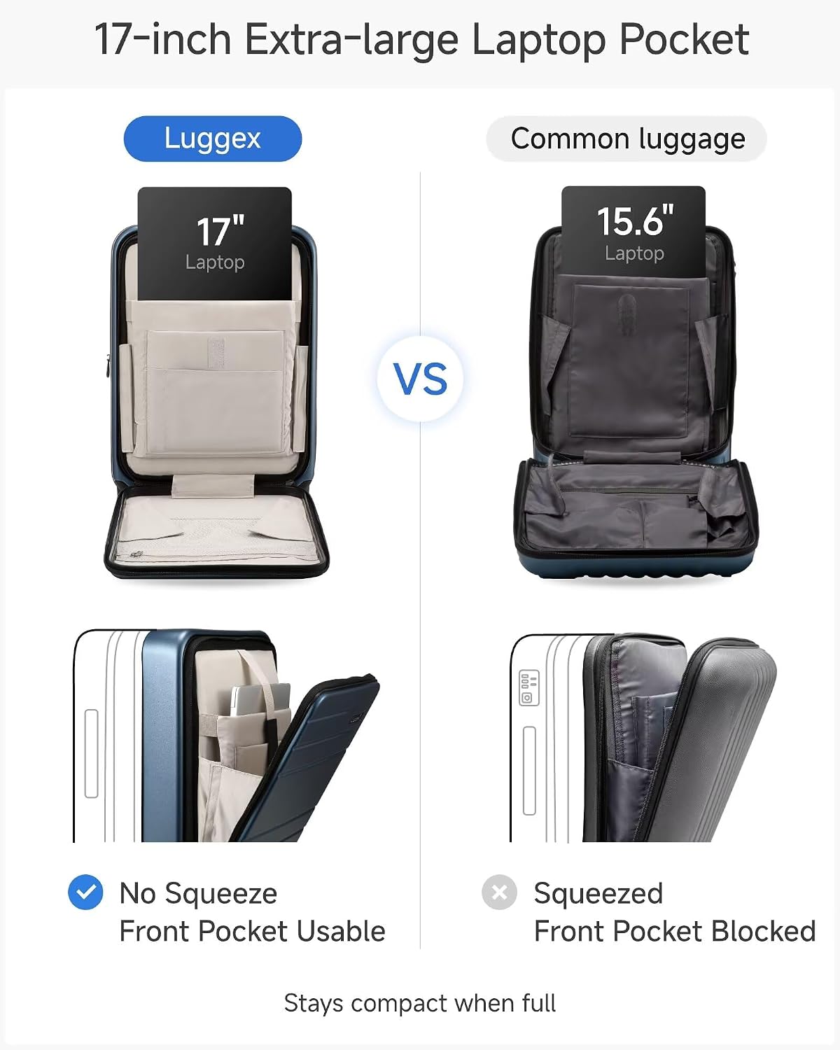 LUGGEX Checked Top Opening Expandable Suitcase, Black, 28" | Checked Luggage, Top Opening Design, 100% PC Hard Shell, Expandable Storage, TSA Approved Lock, 105L-115L Capacity, FX-Core