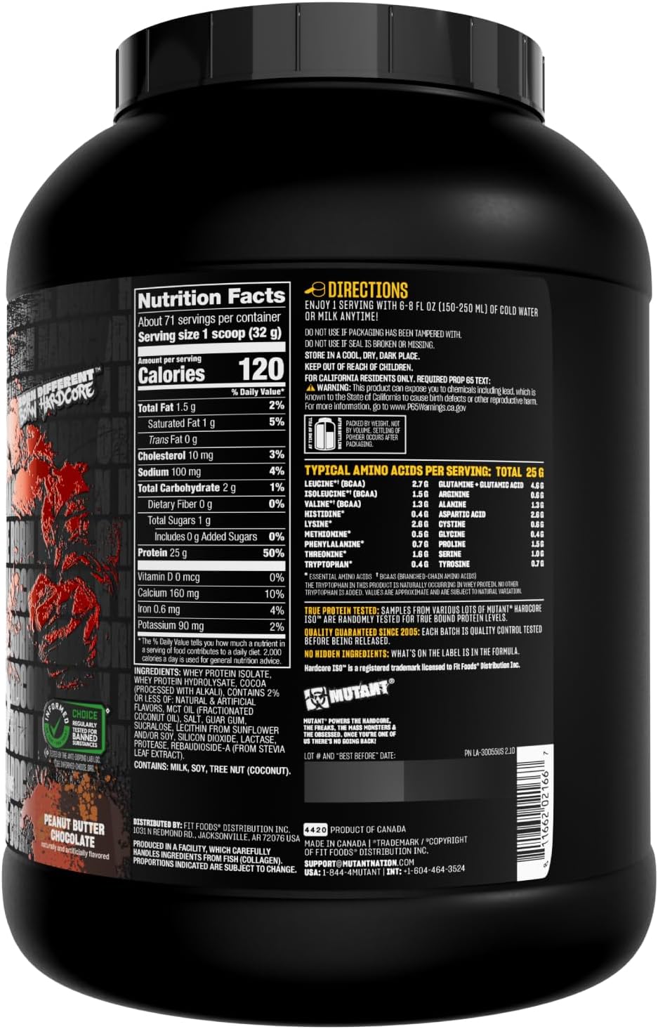 Mutant Hardcore ISO, Whey Protein Isolate, Strawberry Milkshake, 5 lb