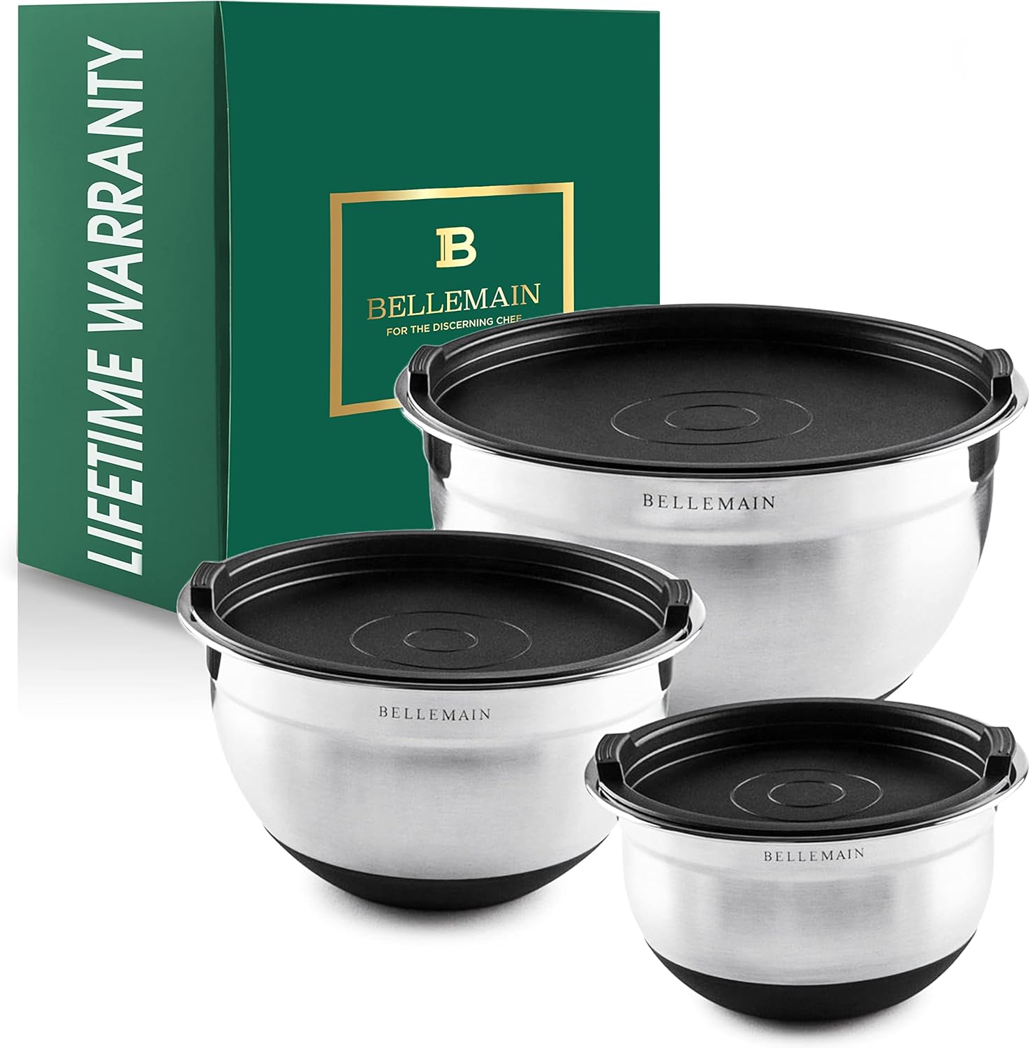 Bellemain Stainless Steel Mixing Bowls with Airtight Lids Set - Set of 5