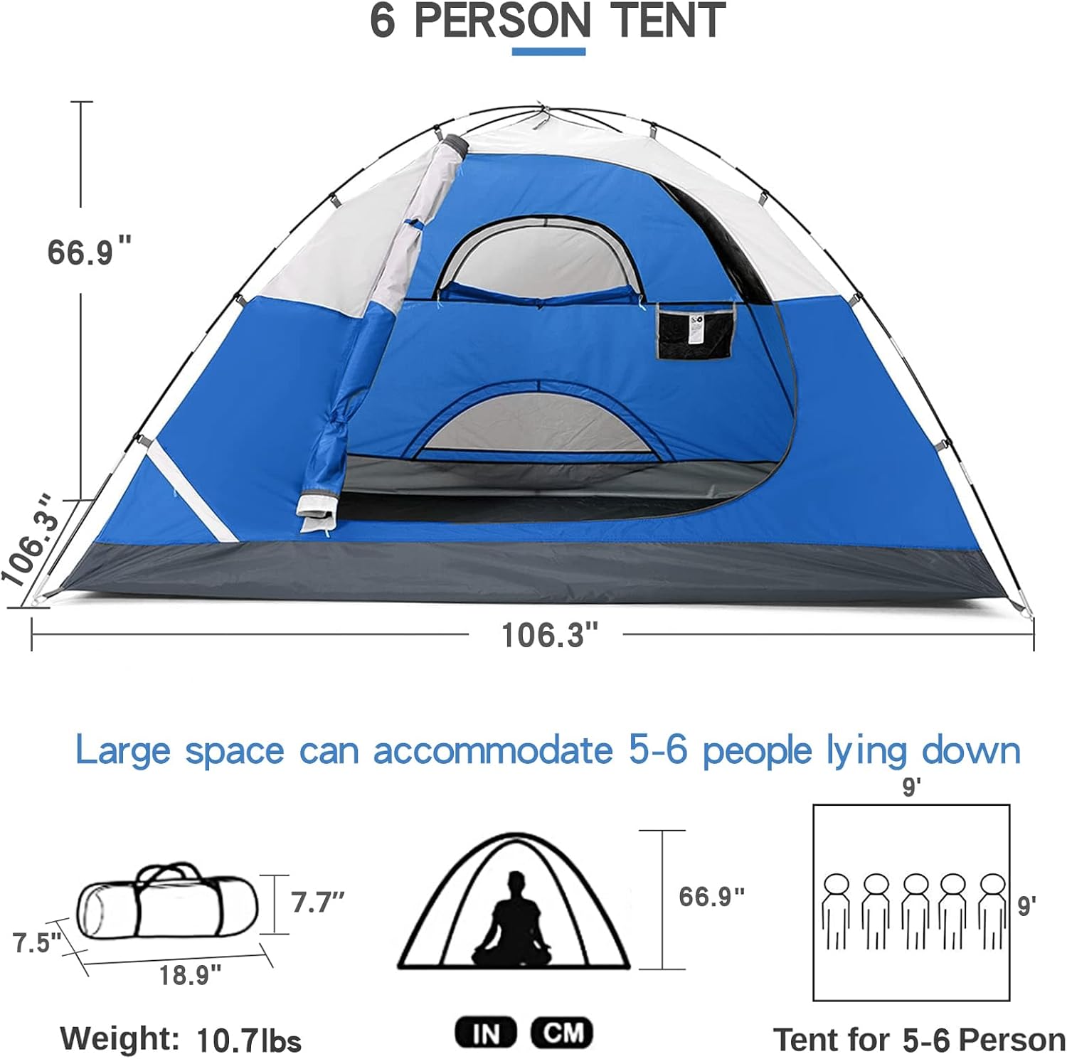 CAMEL CROWN Tents for Camping 2/3/4/5 Person Camping Dome Tent, Waterproof,Spacious, Lightweight Portable Backpacking Tent for Outdoor Camping/Hiking