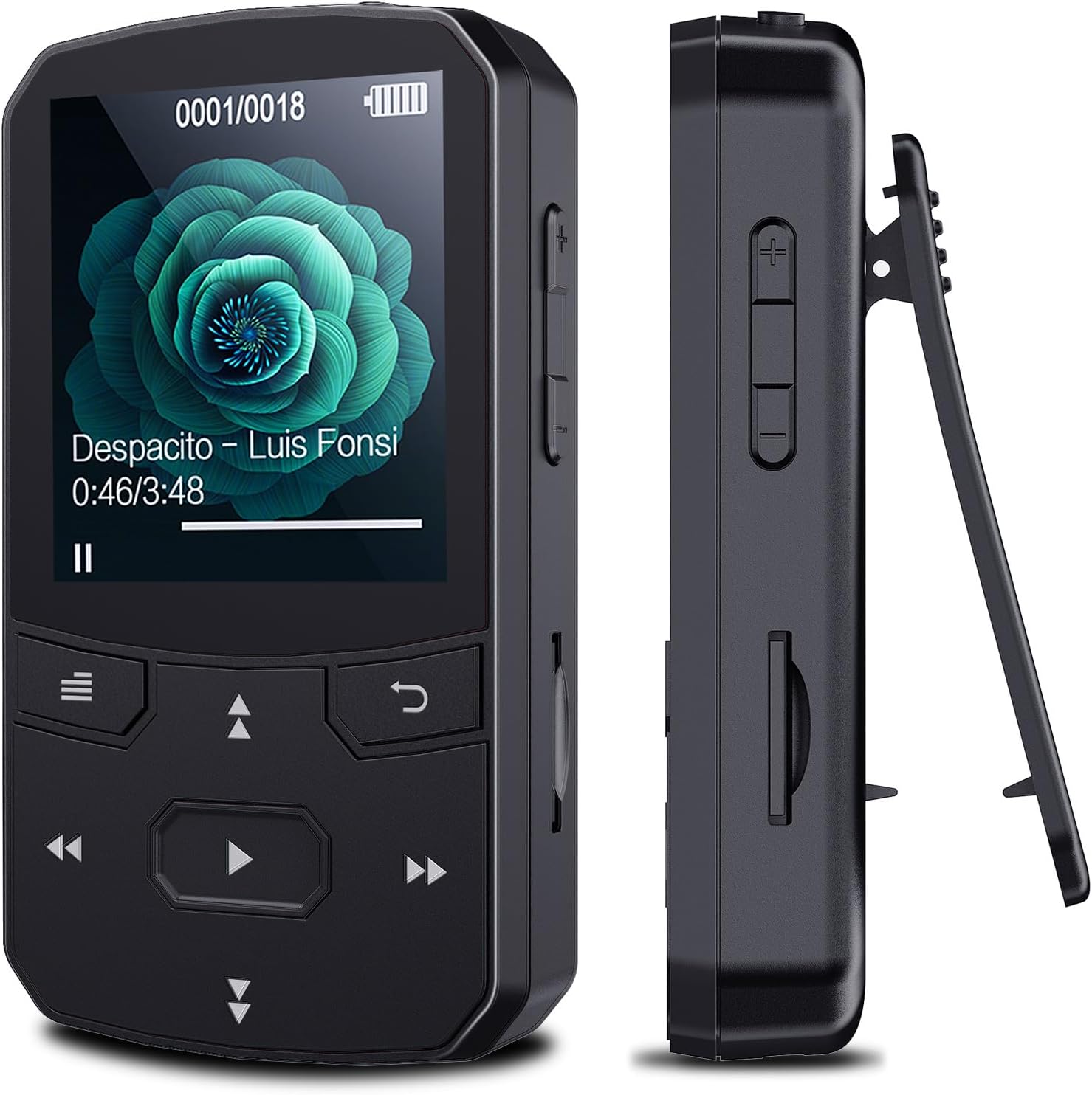 RUIZU 64GB Clip MP3 Player with Bluetooth 5.3, Lightweight 1 oz | Portable Music Player for Sports Running, Physical Buttons, FM Radio, Voice Recorder, Sleep Timer, Up to 128GB microSD Card