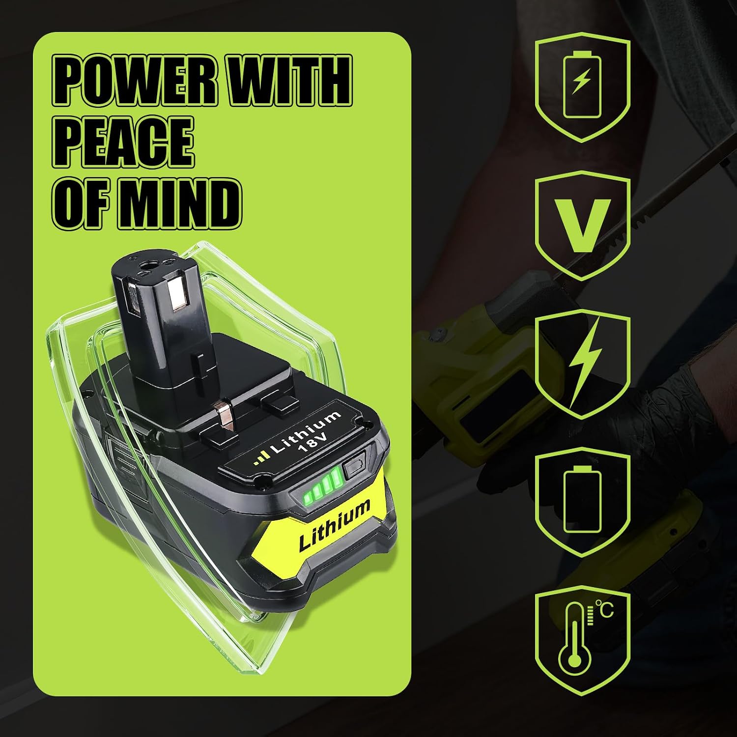 2 Pack 7.0Ah P108 Replacement for Ryobi 18V Battery and Charger Combo P117