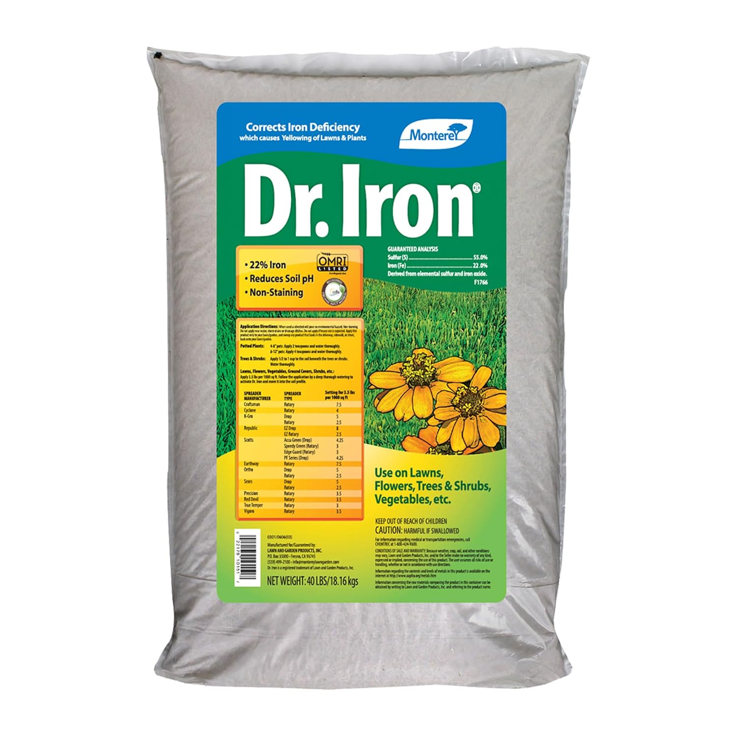Monterey NLG7122 Dr Soil Acidifier Granules Iron and Elemental Sulfur Acidic Fertilizer, 21 lb