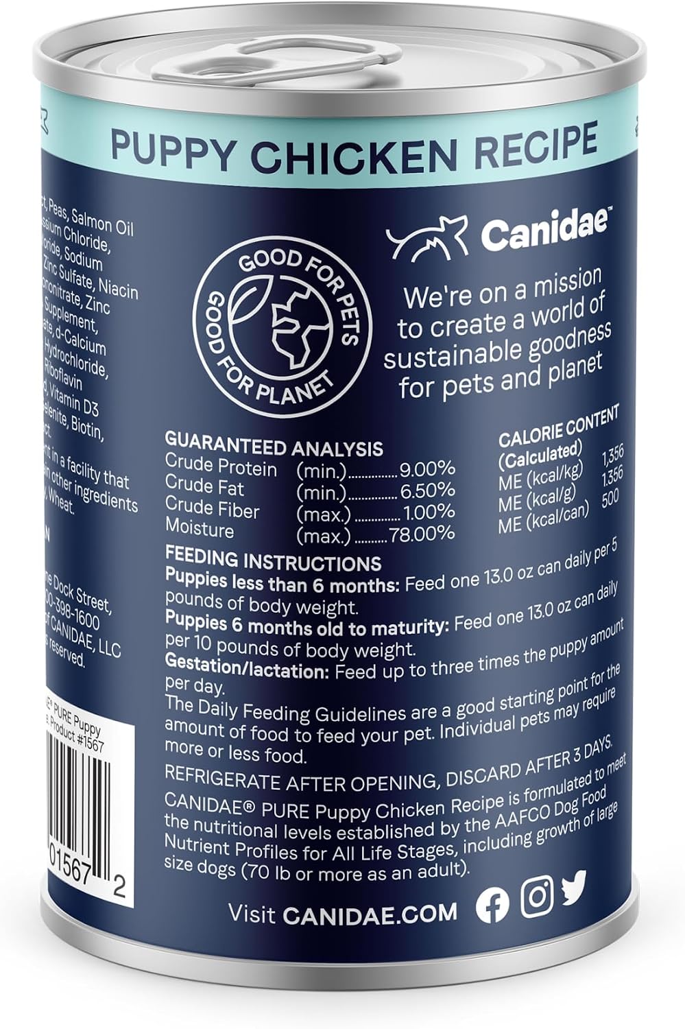 CANIDAE Pure Goodness Wet Dog Food, Salmon & Sweet Potato, 13 oz, 12 Pack