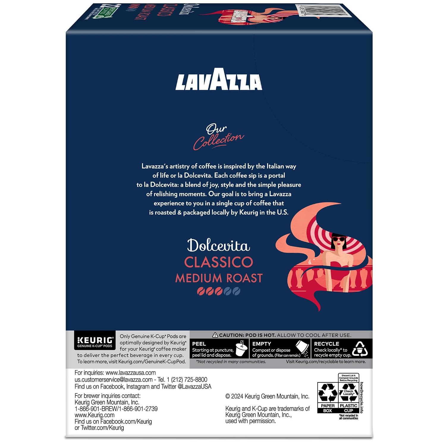 Lavazza Espresso, Single-Serve Keurig K-Cup Pods, Medium Roast Coffee, 32-Count Box