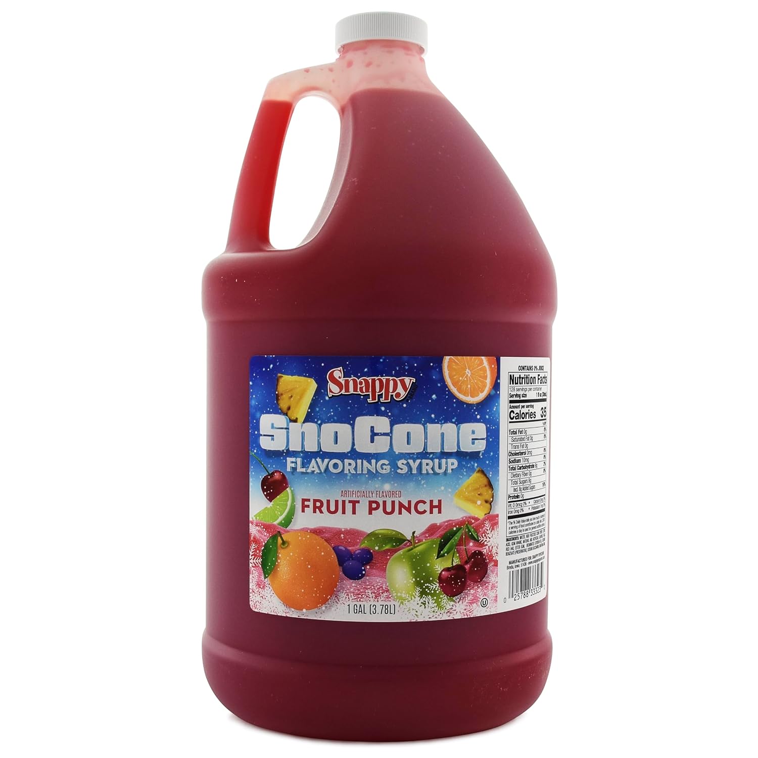 Snappy Fruit Punch Sno Cone Syrup, 1 Gallon 4 Pack, Ready to Use for Snow Cone Machines and Shaved Ice