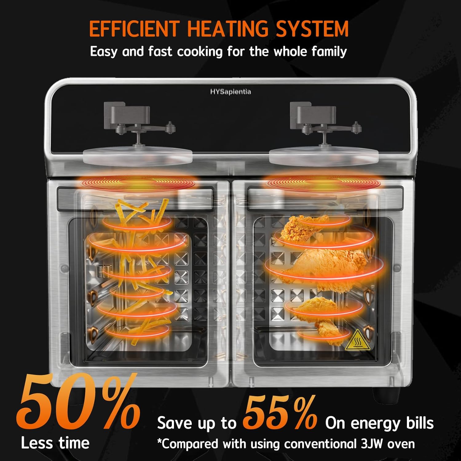 HYSapientia Dual Zone Air Fryer Toaster Oven Combo, 10-in-1 Inner and outer Stainless Steel Air Fryer with Rotisserie