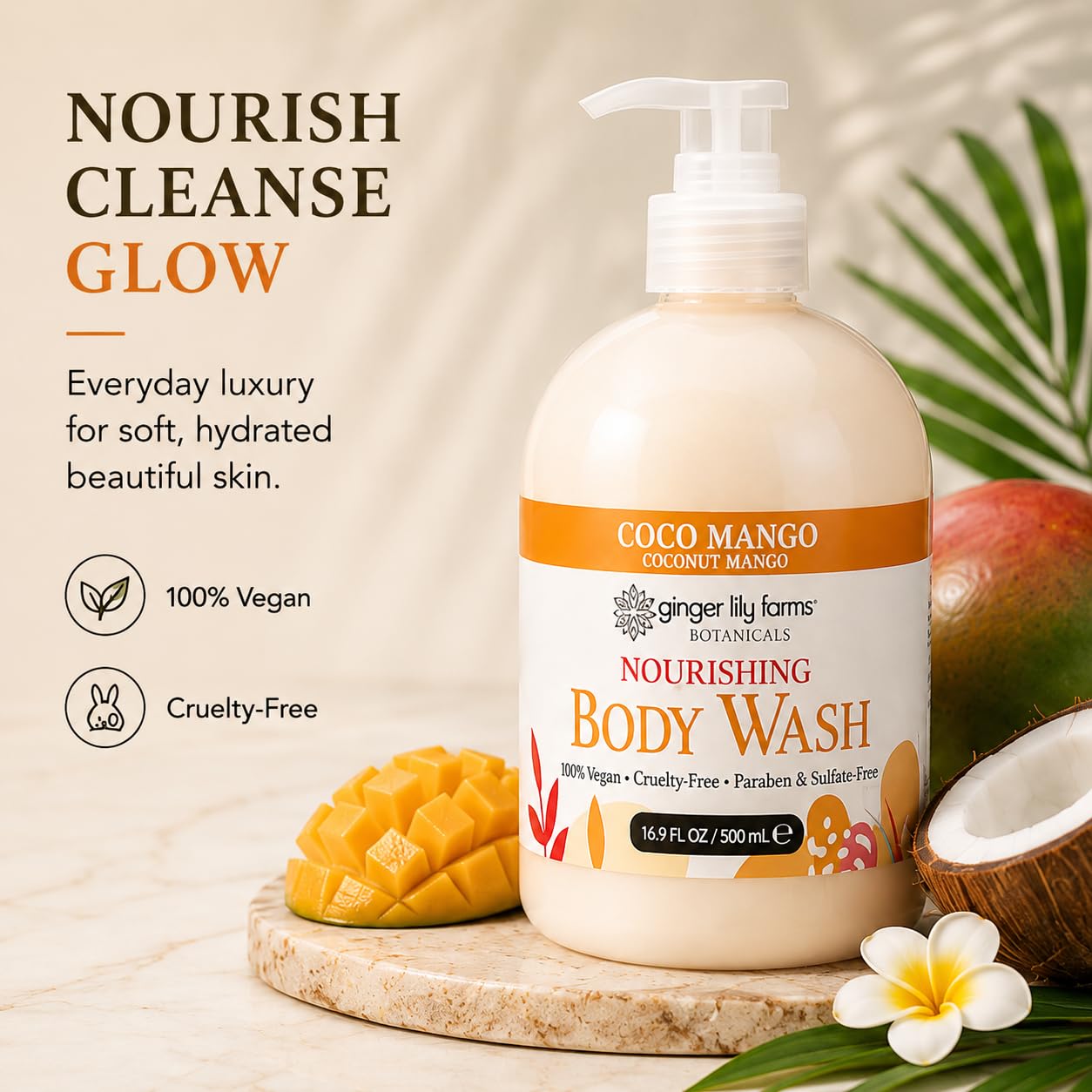 Ginger Lily Farms 1 gal Nourishing Body Wash, Citrus Blend Scent | for Hands, Body & Hair, Moisturizing Wash, Salon Wash, Spa Cleanser, Salon & Spa Essentials, Manicure & Pedicure Supplies