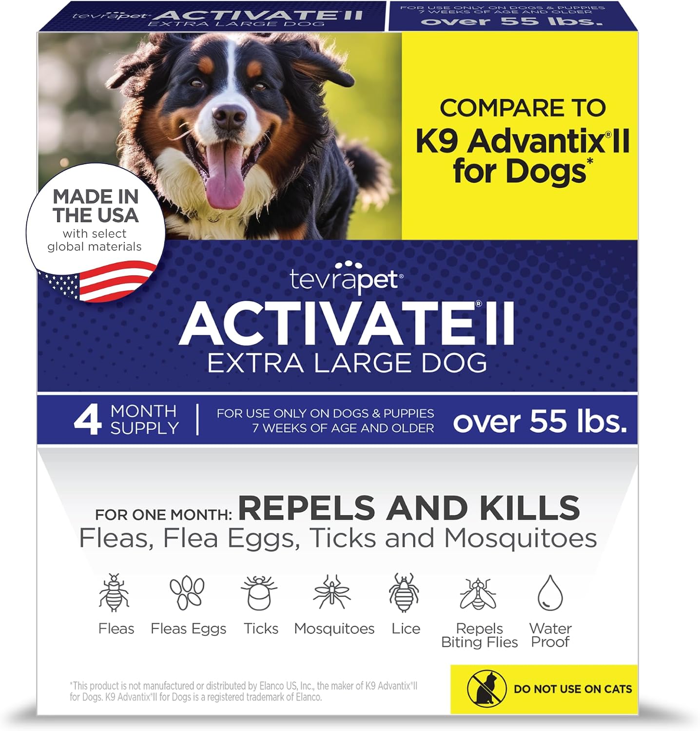 TevraPet Activate II Flea and Tick Prevention for Dogs, Large Dogs 21-55 lbs, Topical Drops, 4 Month Flea and Tick Treatment